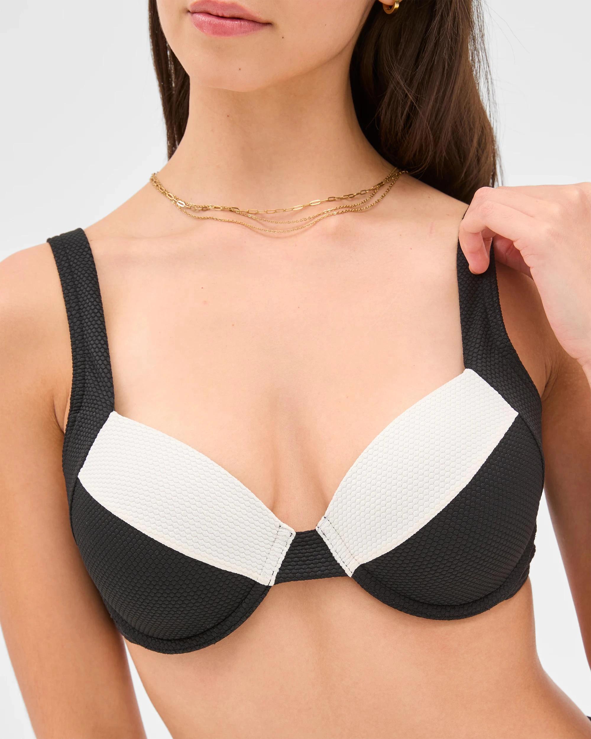 4 Target Balconette Honeycomb Underwire Bikini Top - Shape Your Body BLACK / WHITE, 4 of 10