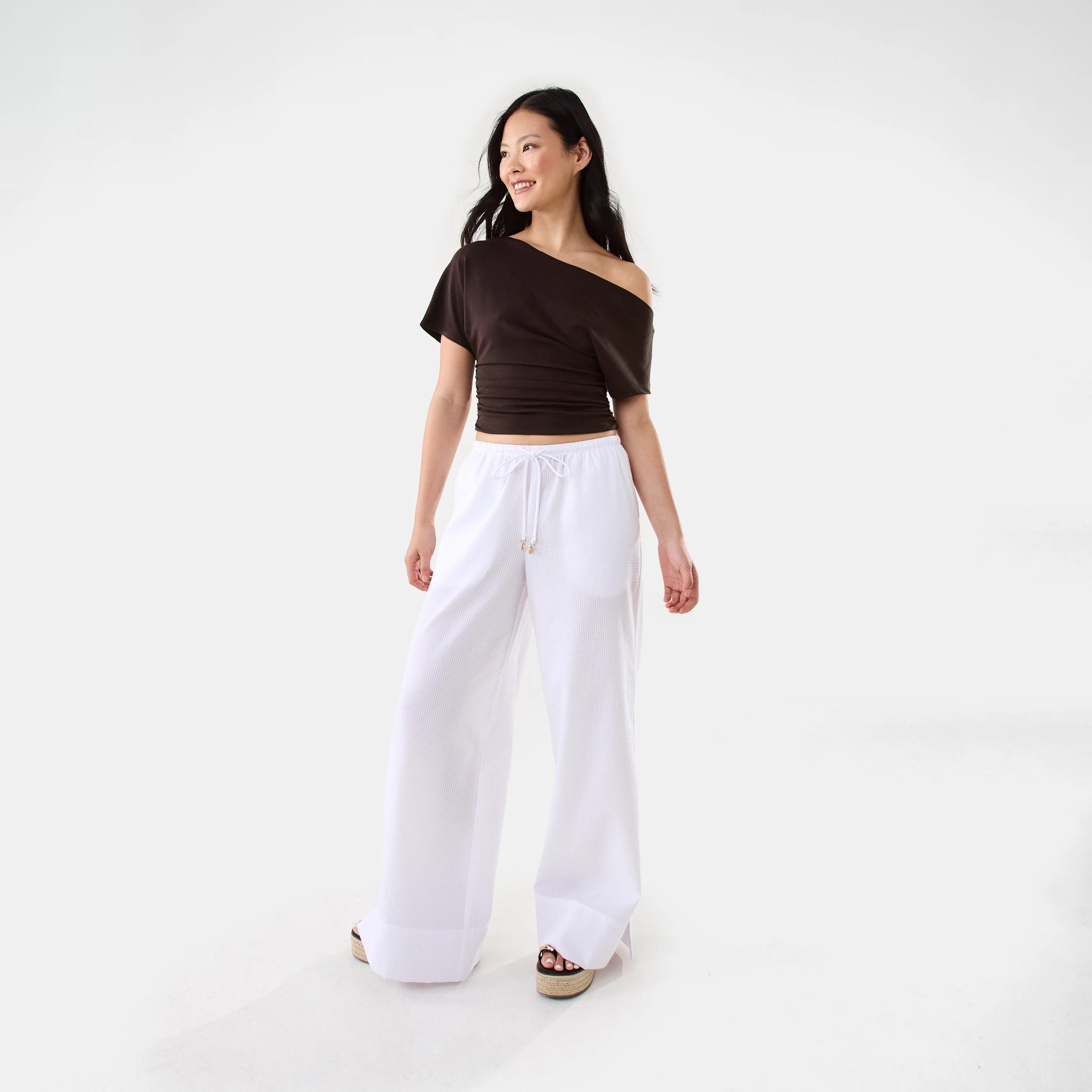 2 Pull-On Textured Pants White, 2 of 9