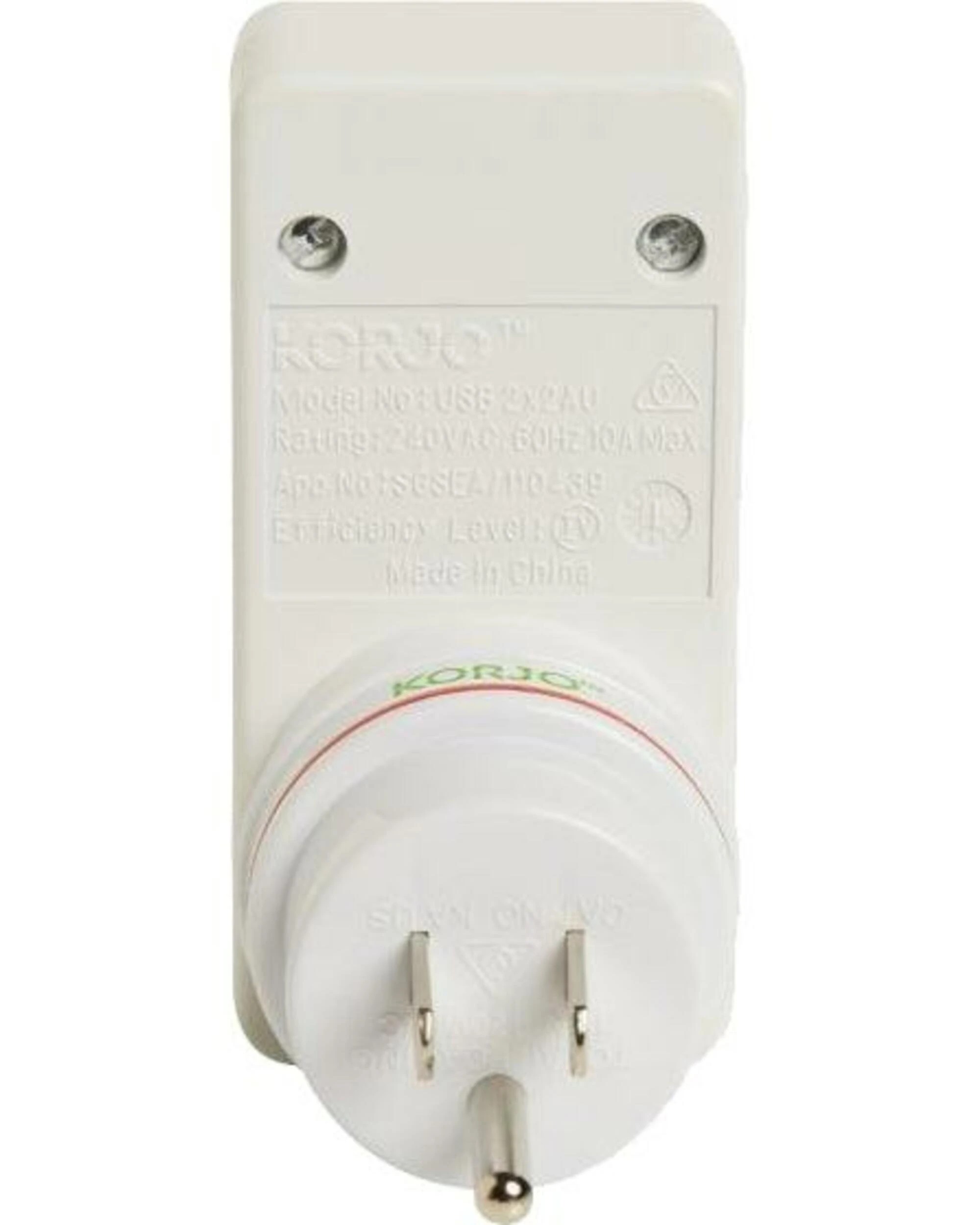 4 Korjo Travel Adaptor Plug with 2 x USB - Aus to USA / Canada - White, 4 of 4