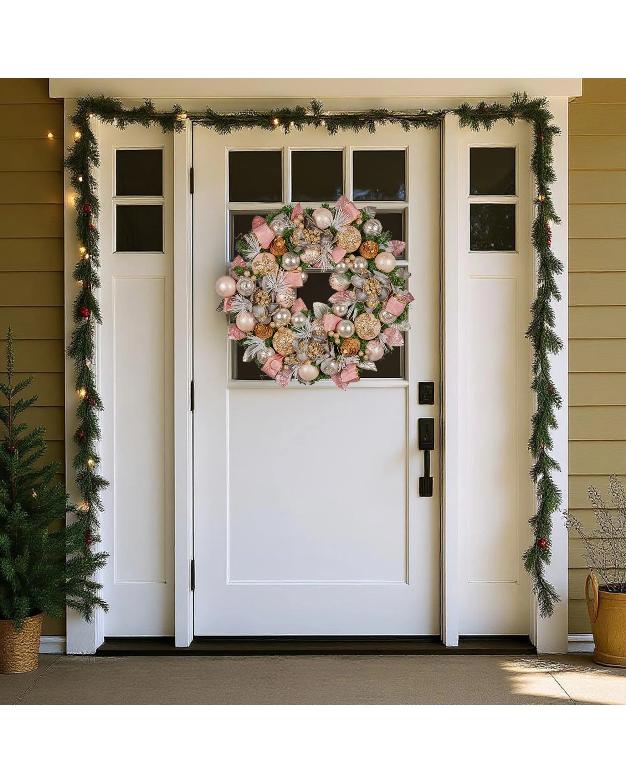 7 Christabelle 71cm Christmas Wreath Pink Front Door Decoration Jewelled Baubles Flowers Pine Cones Ribbons Ornaments, 7 of 9