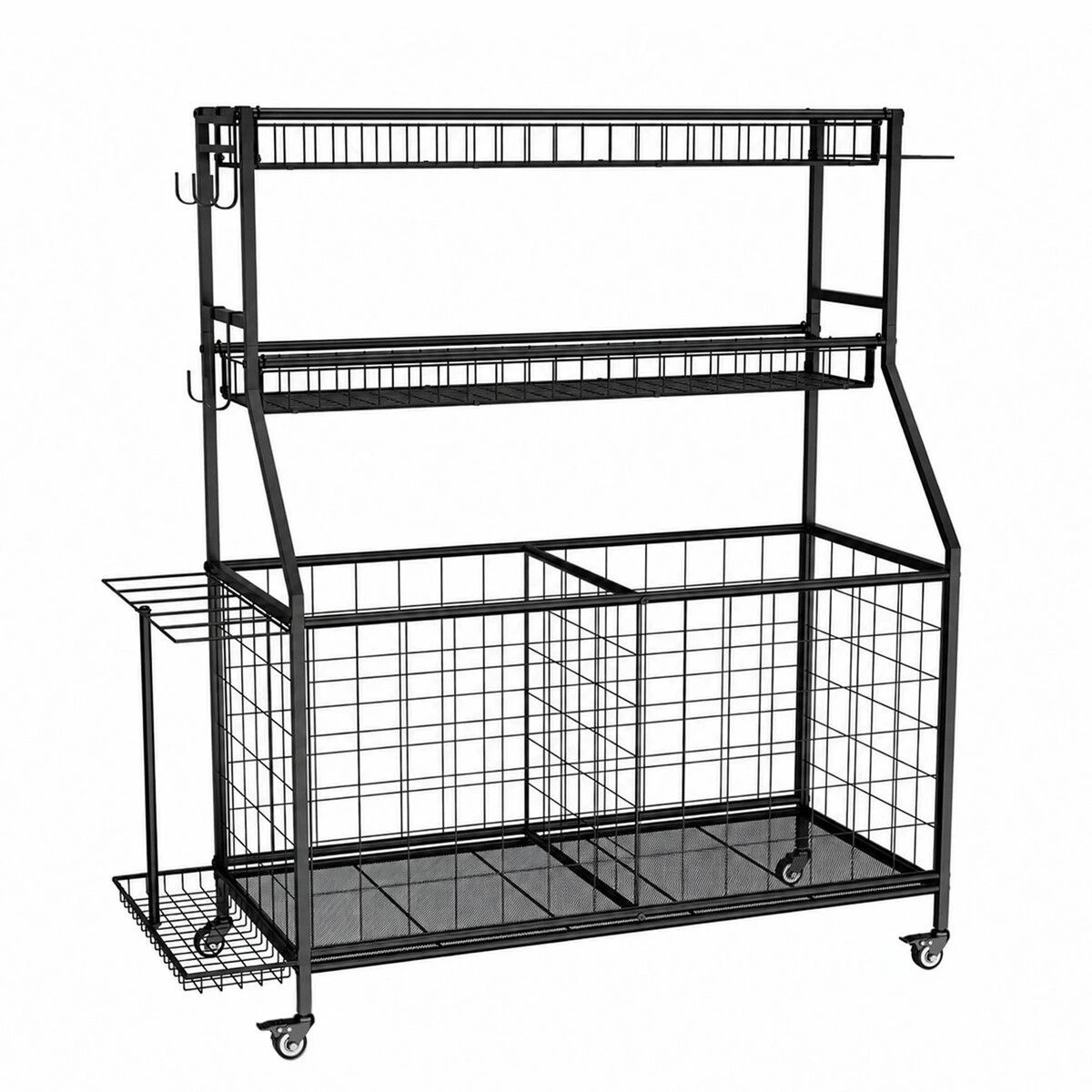 1 Ausway Sports Equipment Storage Trolley Rolling Garage Organiser Ball Cart, 1 of 7