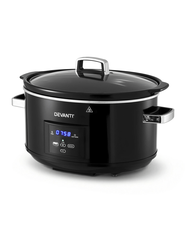 Devanti 8L Slow Cooker Electric Multi Cooker with 3 Heat Settings and Keep Warm Function - B