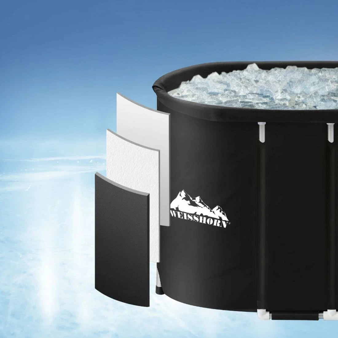 3 Weisshorn Portable Ice Bath Tub 120x70X70CM Inflatable Cold Water Folding Bathtub Spa Massage - Black, 3 of 5