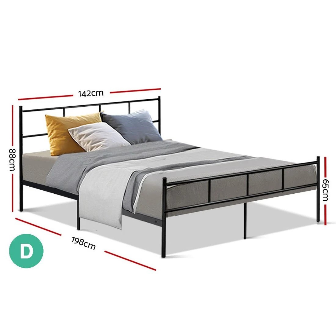 3 Artiss Bed Frame Double Metal Bed Frames Sol
 - Black, 3 of 4