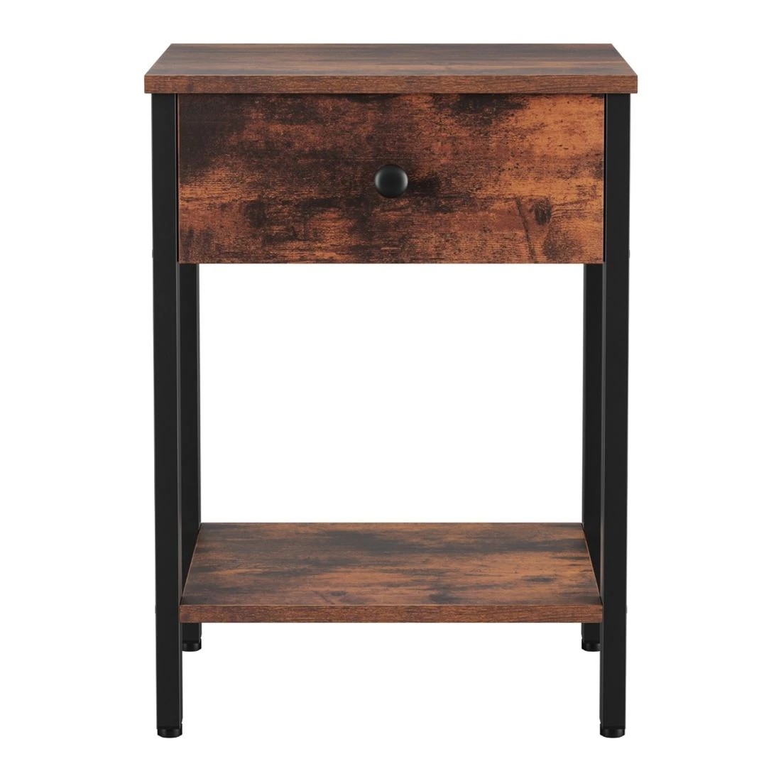 3 Artiss Bedside Table Nightstand 1 Drawer Shelves Walnut - Brown, 3 of 8