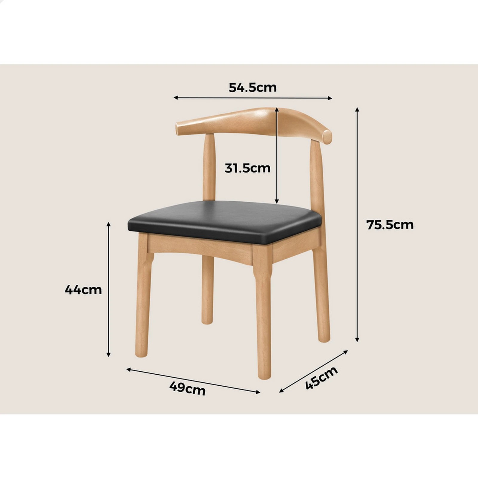 8 Alfordson 1x Dining Chair Kitchen Lounge Cafe Retro Wood PU Leather Seat - Oak, 8 of 9