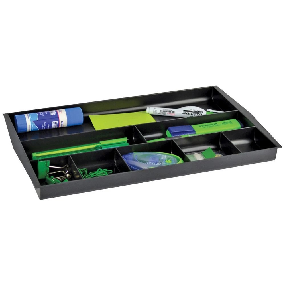 1 Italplast Recycled Desk Drawer Organiser Tidy Black, 1 of 1