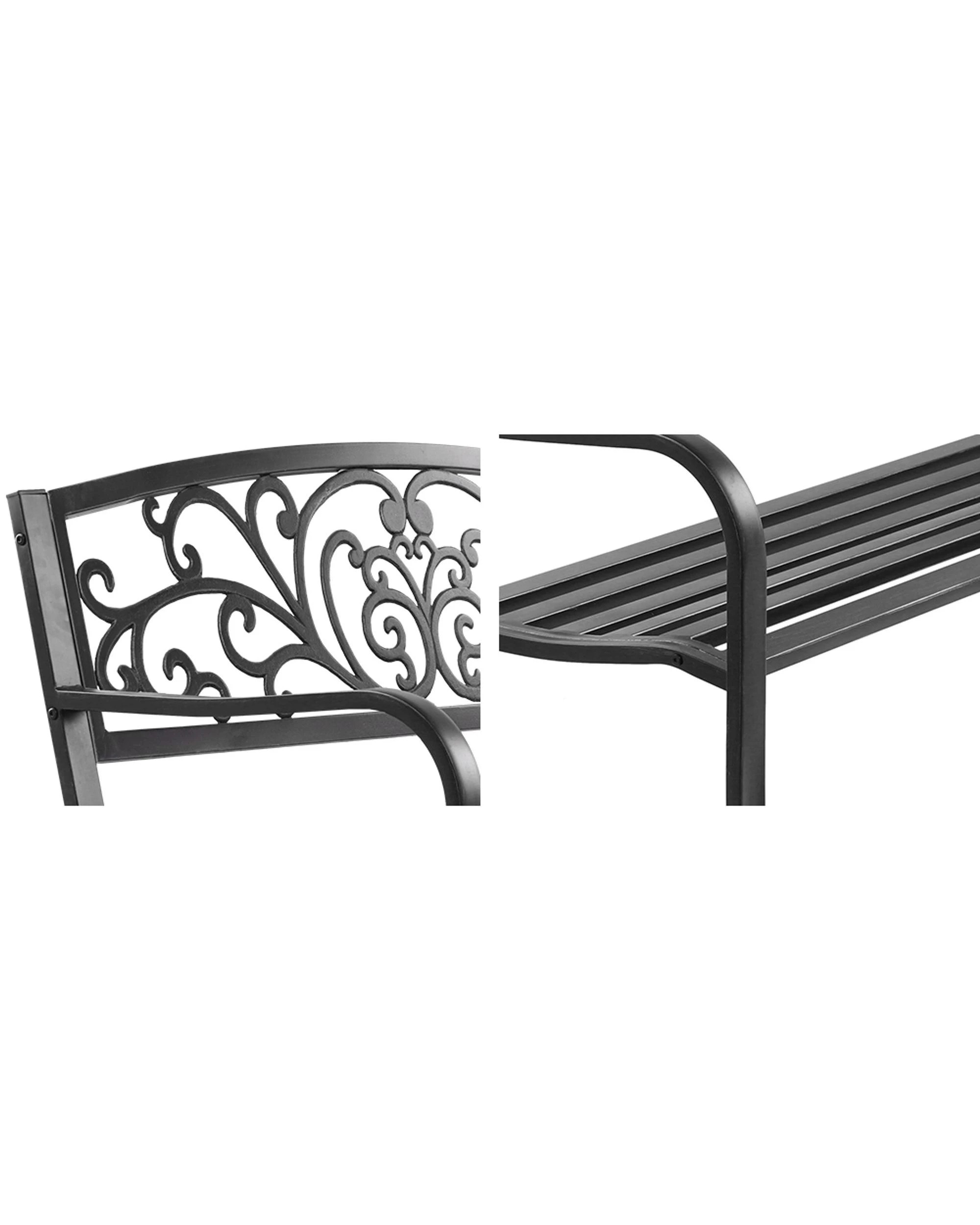 3 Gardeon Outdoor Garden Bench Seat Steel Outdoor Furniture 3 Seater Park - Black, 3 of 5