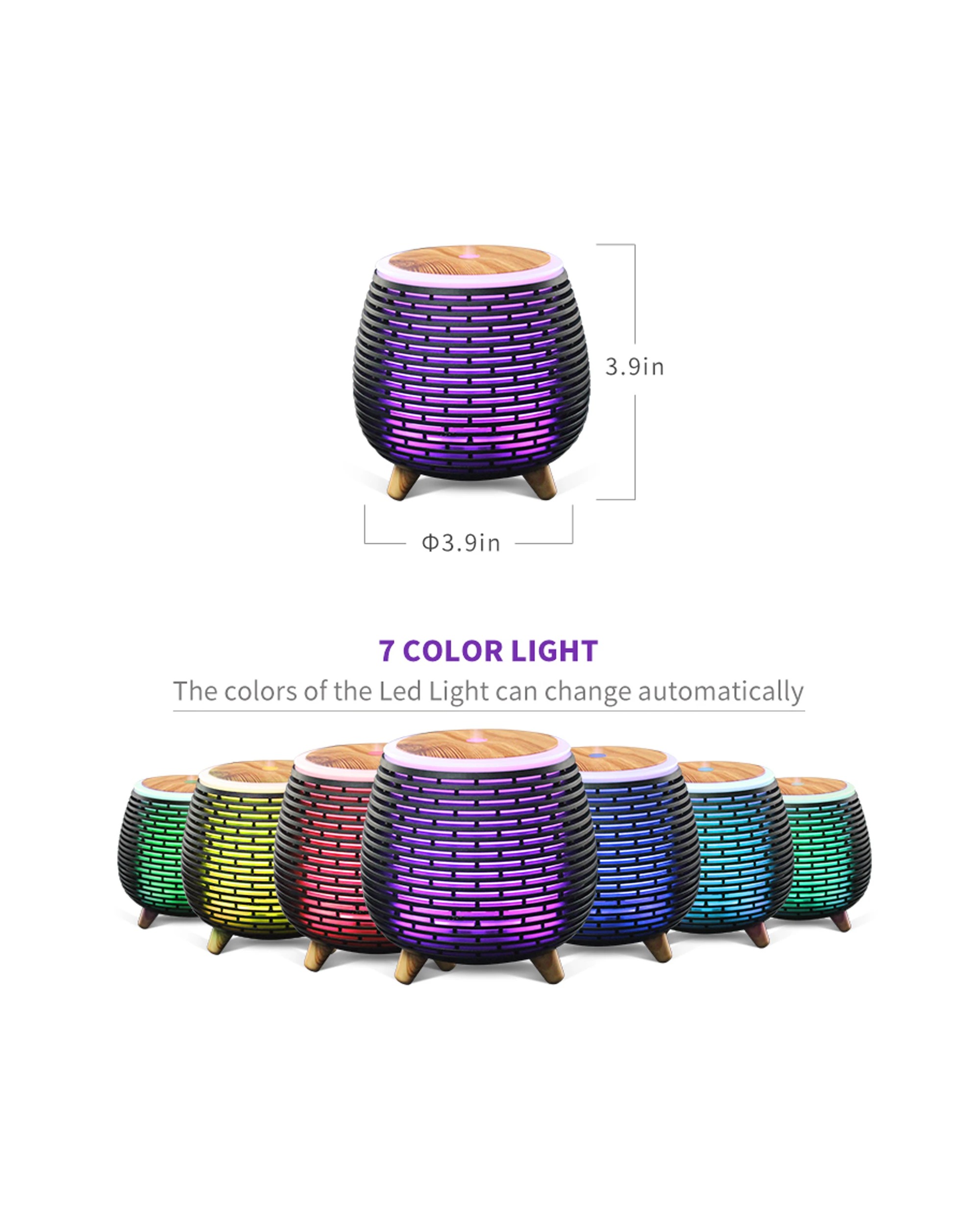 2 TODO 100Ml Humidifier Aromatherapy Diffuser 7 Colour Led Ultrasonic Mist - Black, 2 of 2