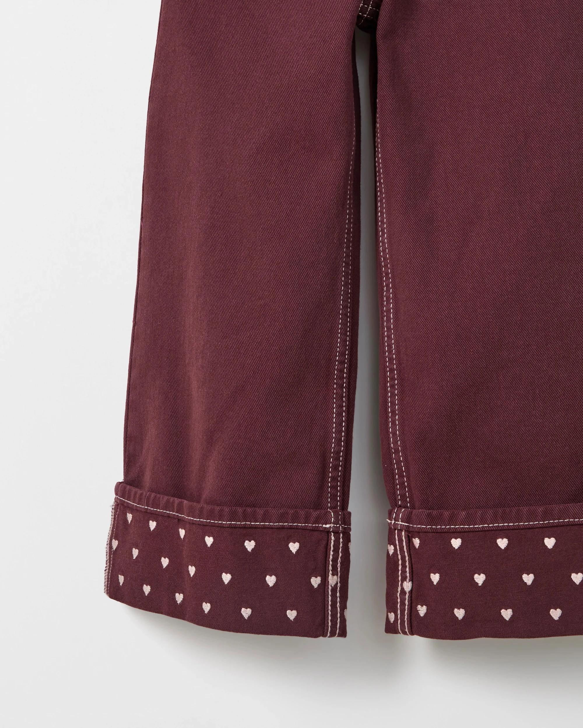 3 Target Denim Denim Folded Up Hem Wide Leg Jeans BURGUNDY, 3 of 7