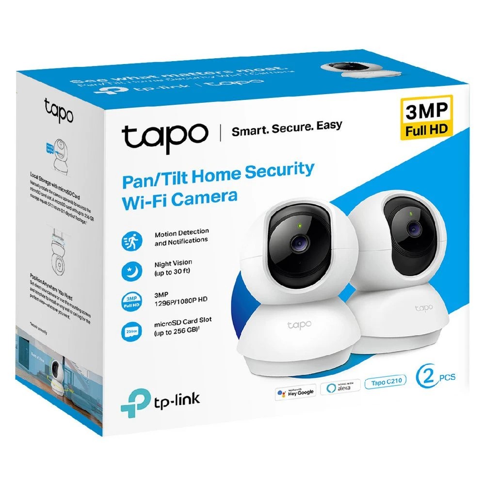 2 TP-Link Tapo C210 Pan/Tilt Security WiFi Camera Wired 2Pk, 2 of 2