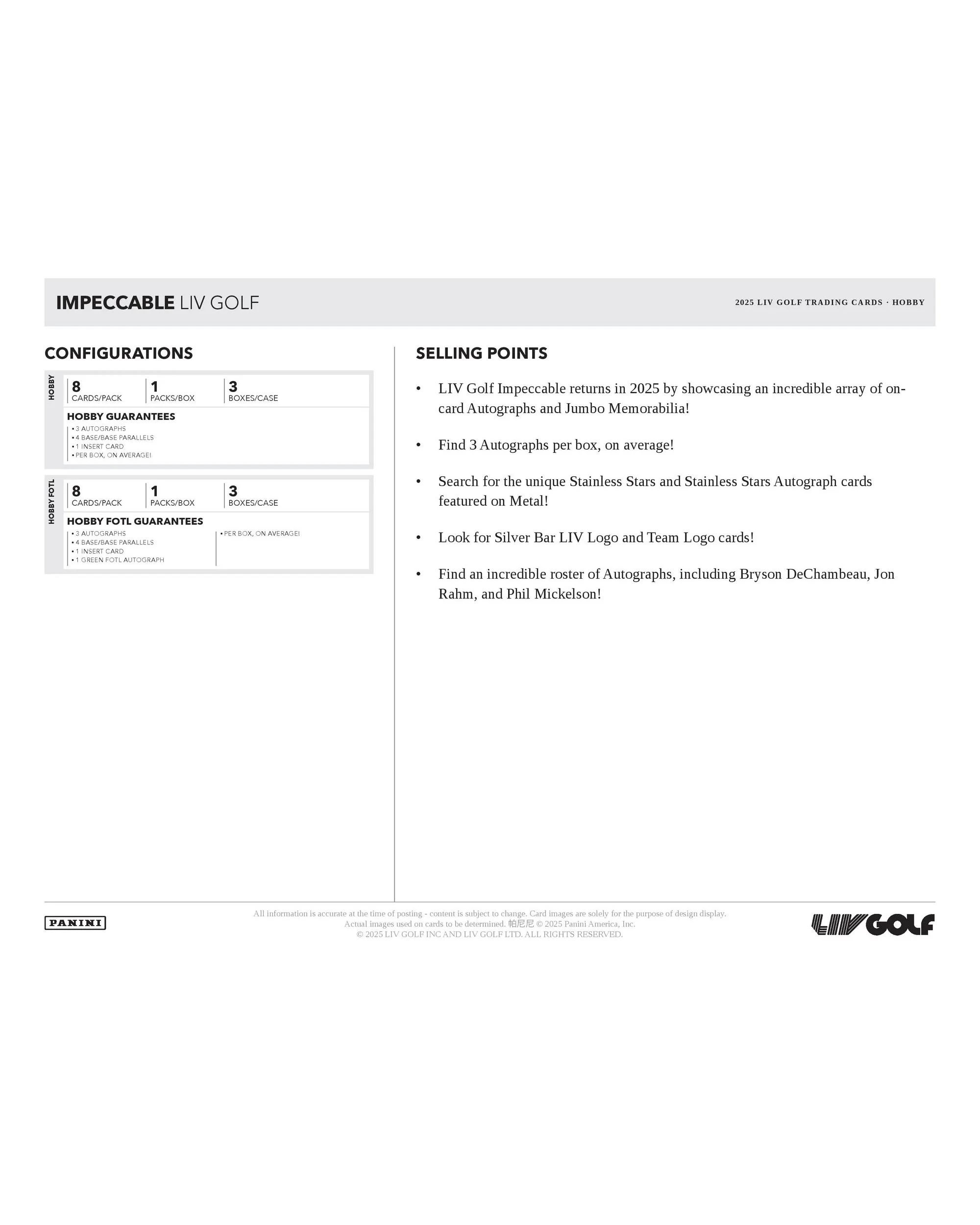 8 Panini 2025 Impeccable Liv Golf Hobby Box, 8 of 10