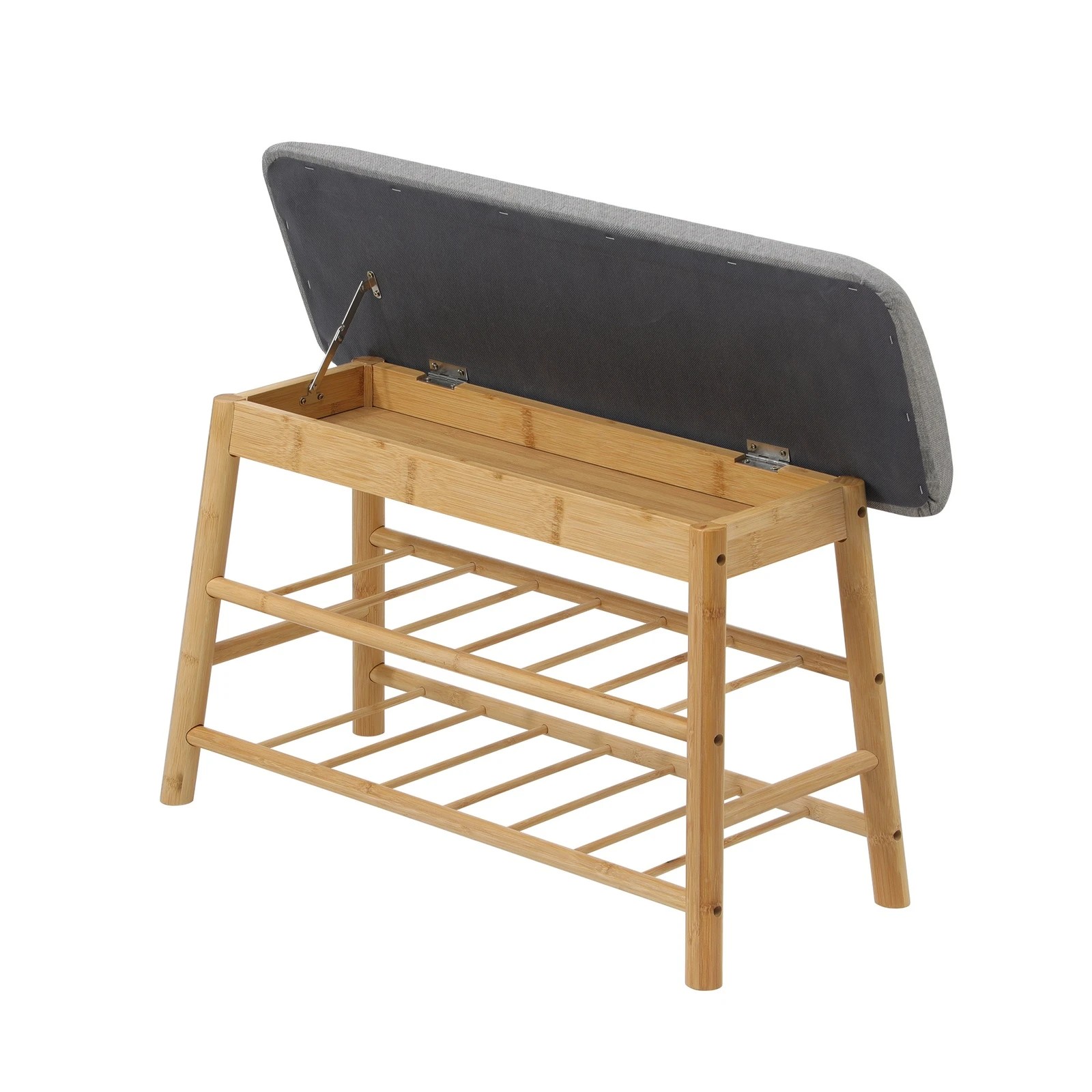 7 Oikiture Shoe Storage Bench Bamboo Shoes Rack Cabinet Shelf Organiser Stool 70cm
 - Natural, 7 of 9