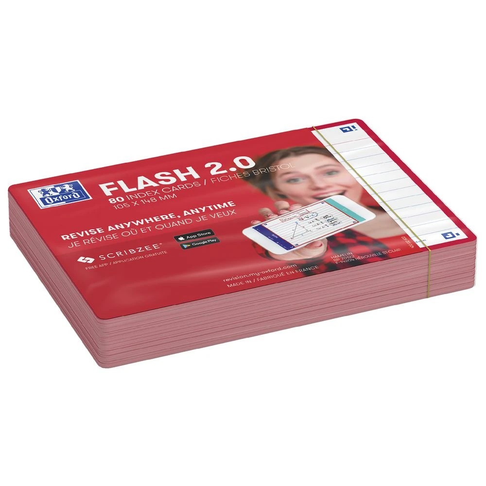 2 Oxford Flash 2.0 Index Cards Ruled 105 x 148mm Red 80 Pack, 2 of 3