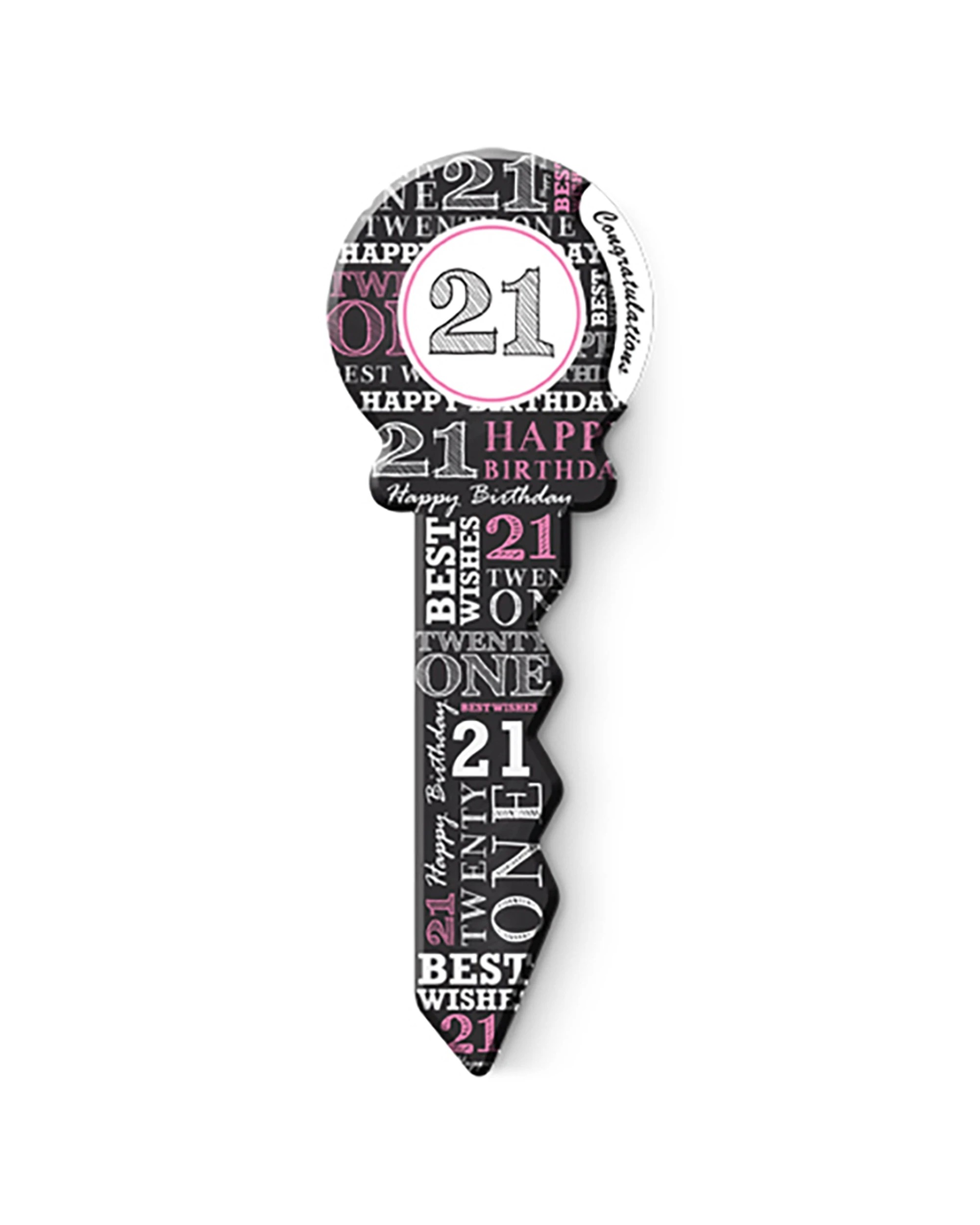 1 Small 21st Birthday Big Key Pink Fun Novelty Celebration Message Gift Set
 - Pink, 1 of 3