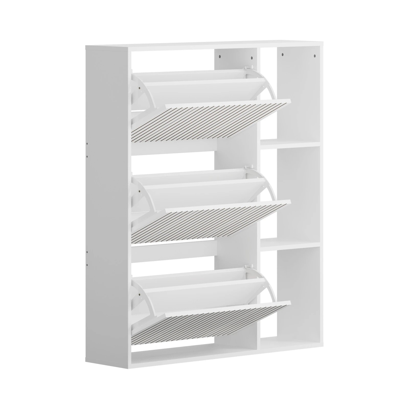 7 Oikiture Shoe Rack Storage Cabinet With Display Shelves Organiser
 - White, 7 of 10