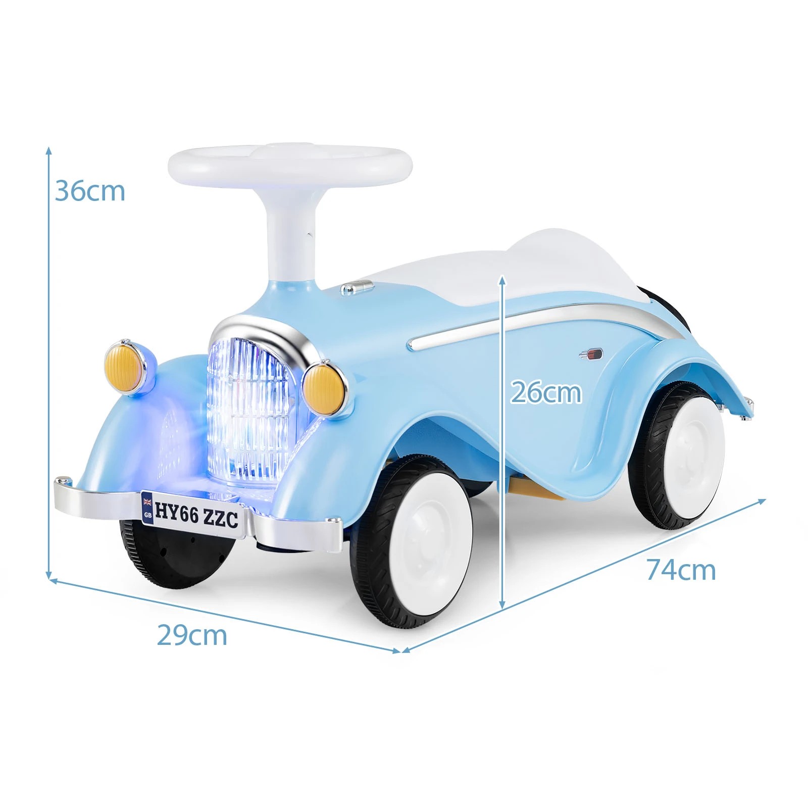 2 Costway Retro Ride on Toy Foot to Floor Sliding Car w/Horn LED Headlight - Blue, 2 of 2