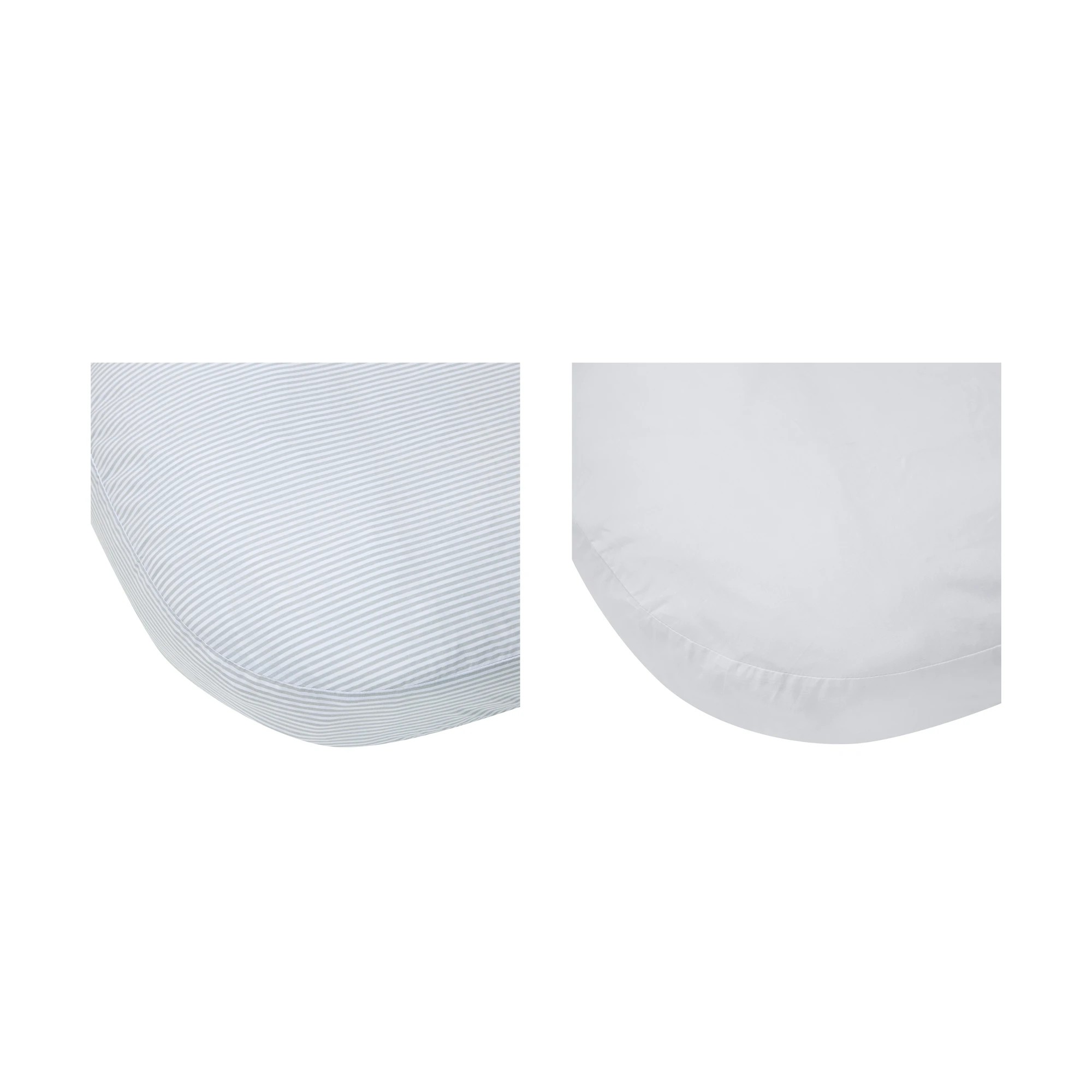 1 2 Pack Cotton Fitted Bassinet Sheets - White and Stripe, 1 of 6