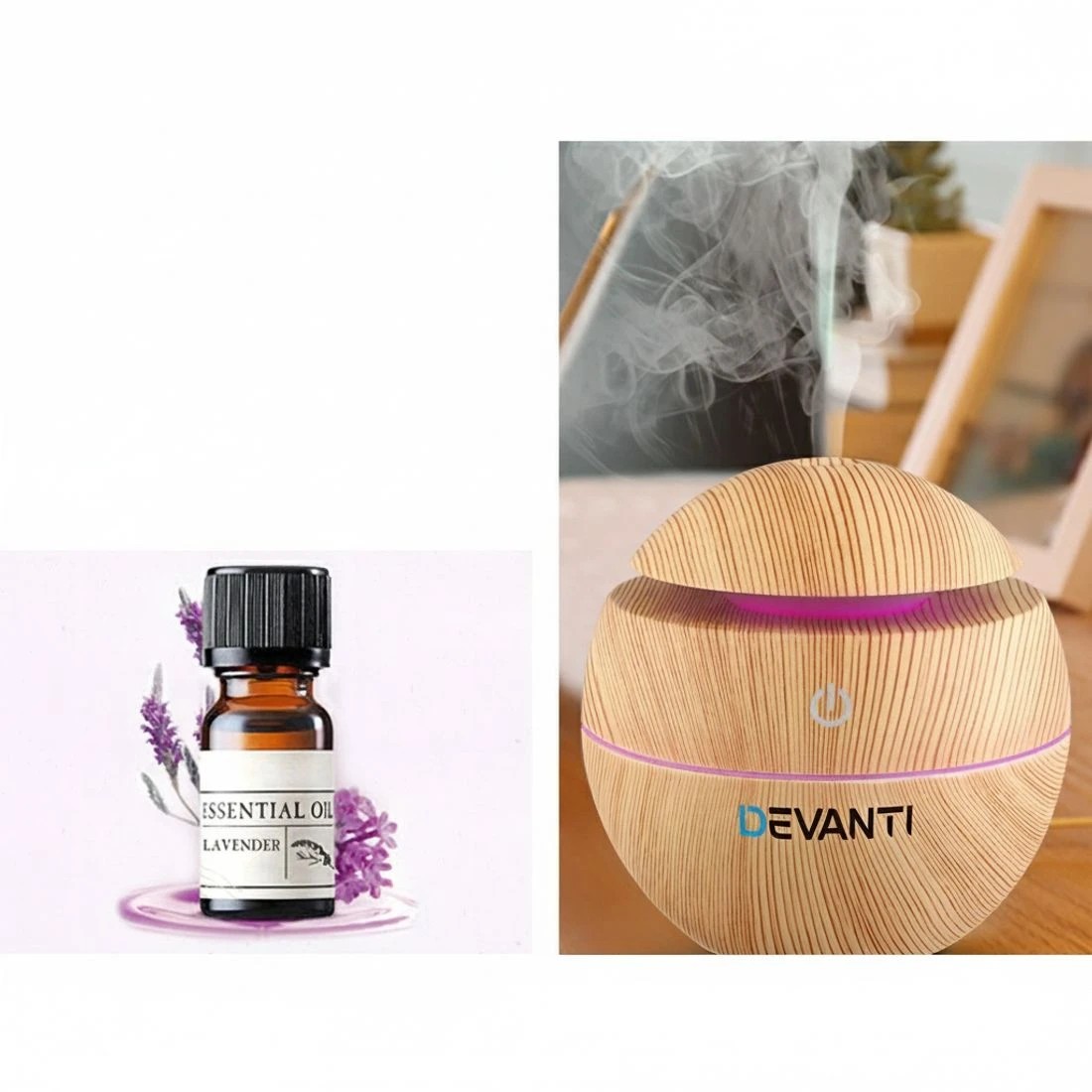 5 Devanti Aroma Diffuser Aromatherapy Light Wood 130ml - Natural, 5 of 6