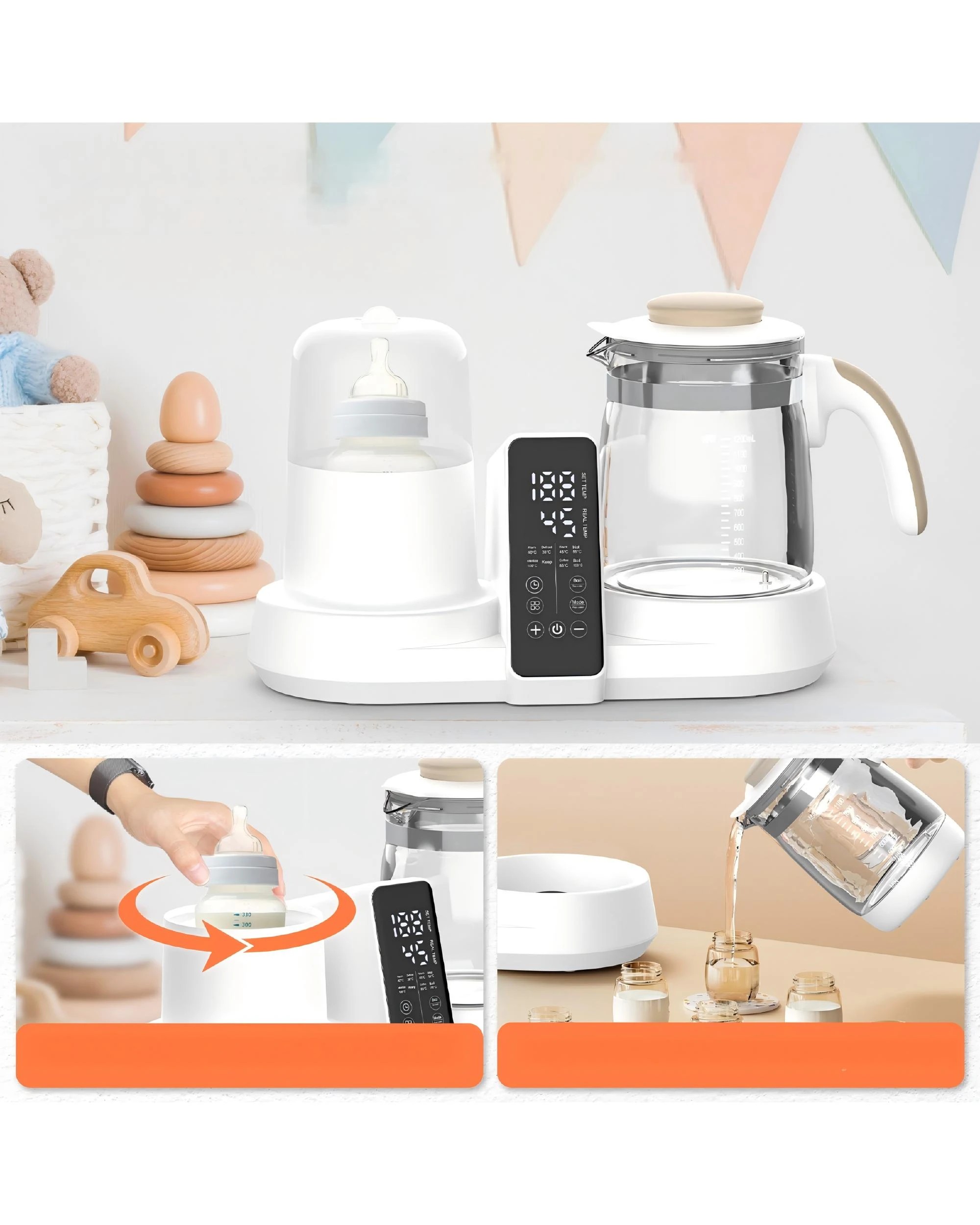 2 Advwin Baby Bottle Warmer, Multifunctional Baby Bottle Steriliser, with 1.2l Electric Baby Kettle, Accurate Temp Control, 2 of 7