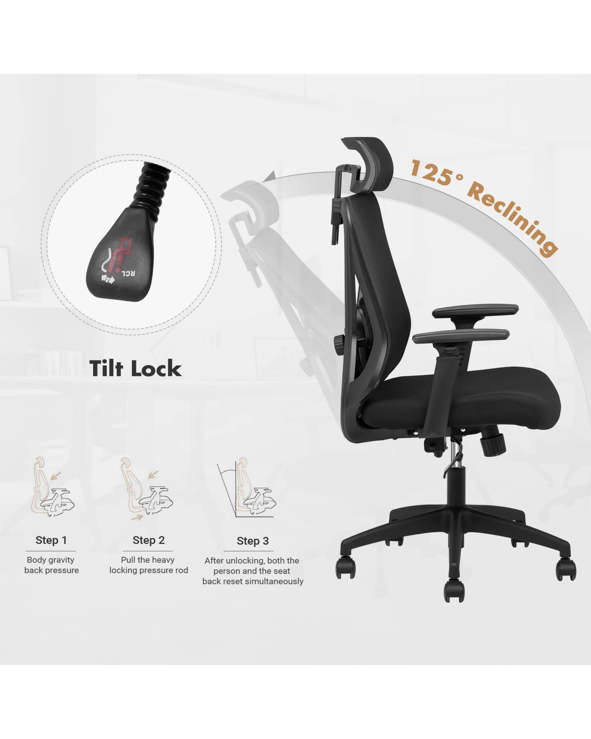 3 Advwin Ergonomic Office Chair Mesh High Back Desk Chair Black, 3 of 9