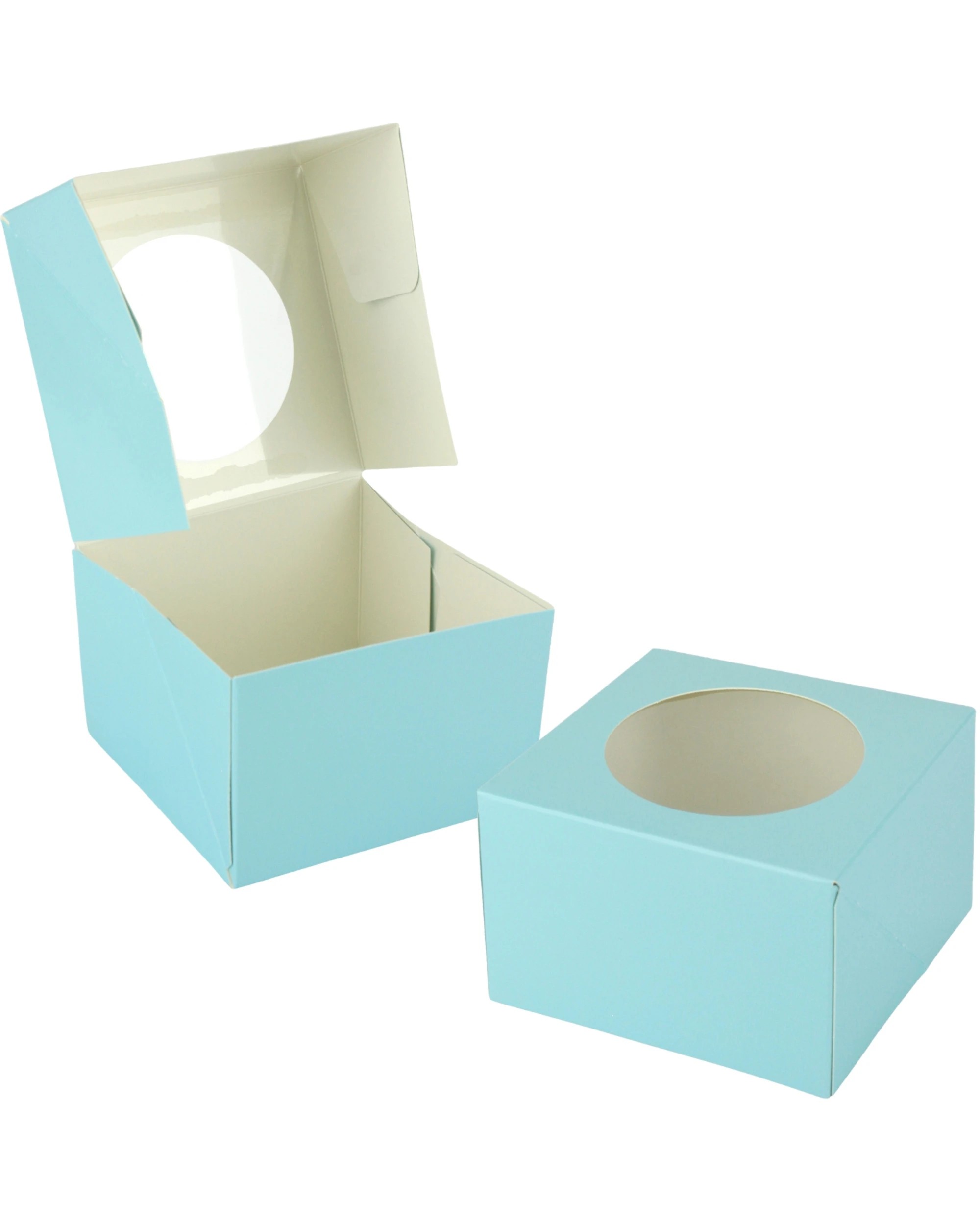 1 Shmick Light Donut Boxes with Window 10cm Pack of 4 - Blue, 1 of 3
