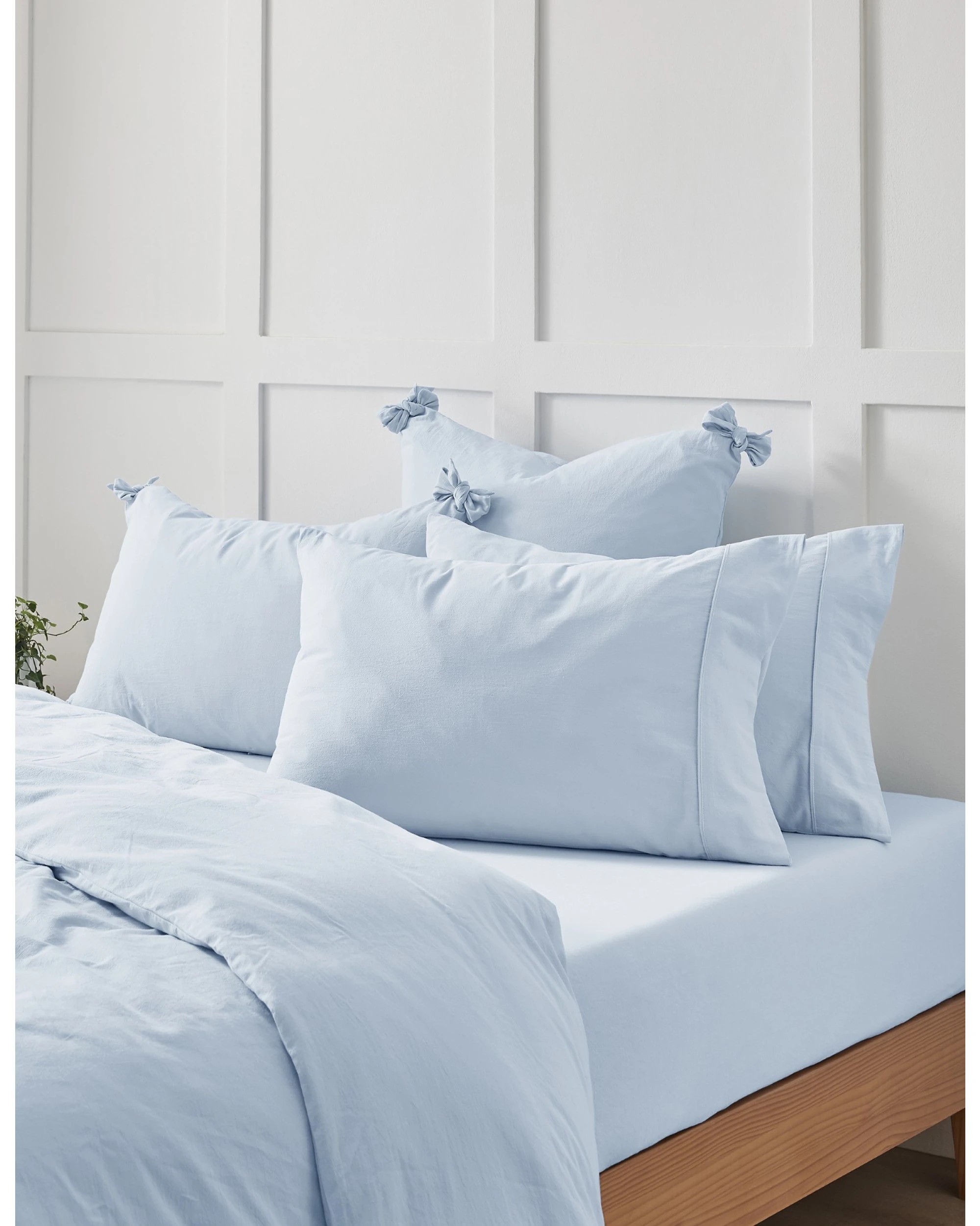 6 Dreamaker Bonnie Washed Cotton Fitted Sheet Set - King Bed - Sky, 6 of 6