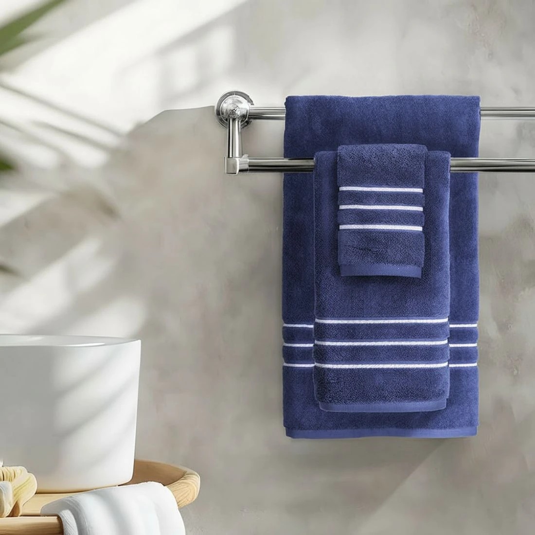 3 6 Pack Bath Towels Set Cotton Towel - Blue, 3 of 4