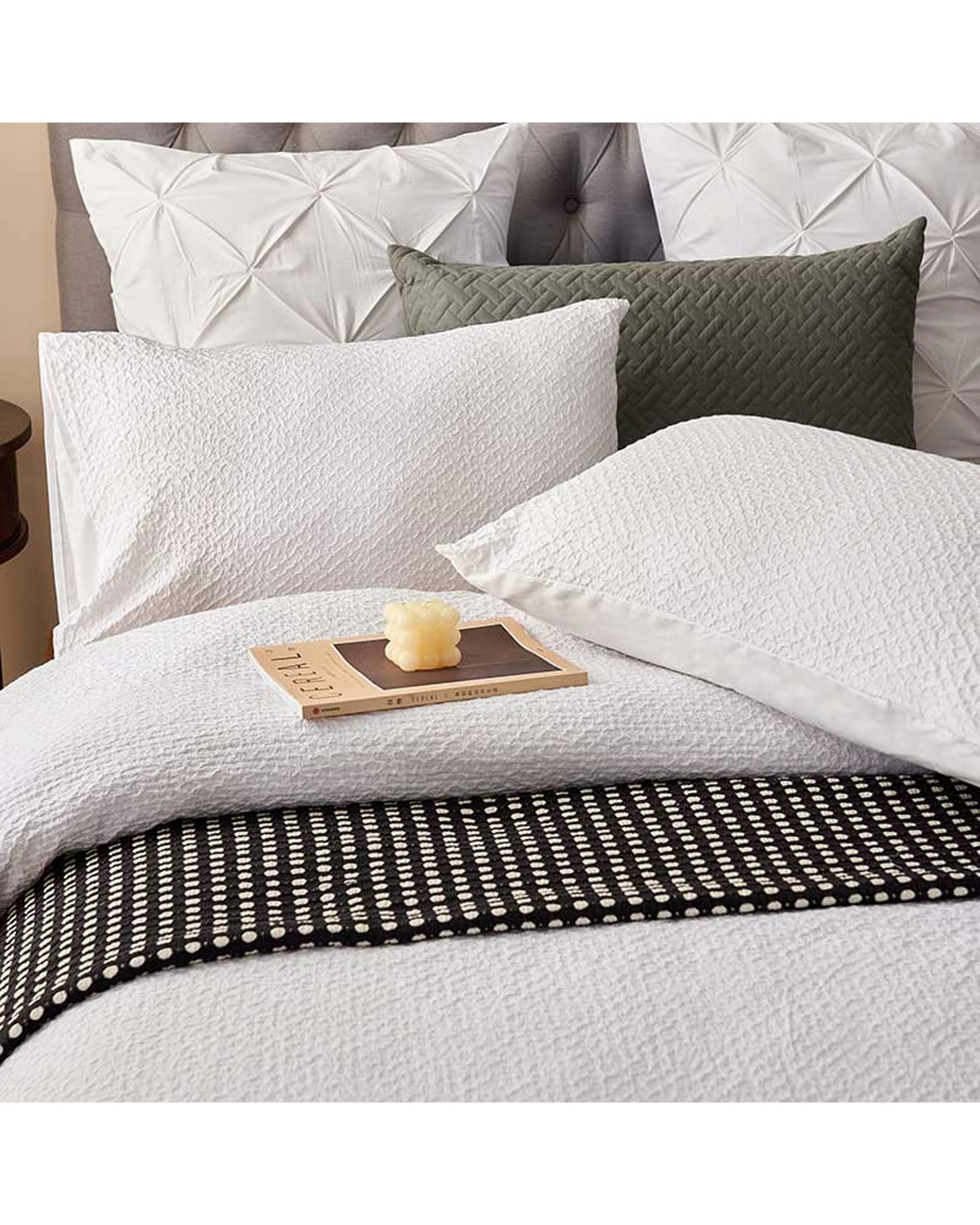 4 Cotton More 100% Cotton Seersucker Pattern Quilt Doona Cover King - White, 4 of 7