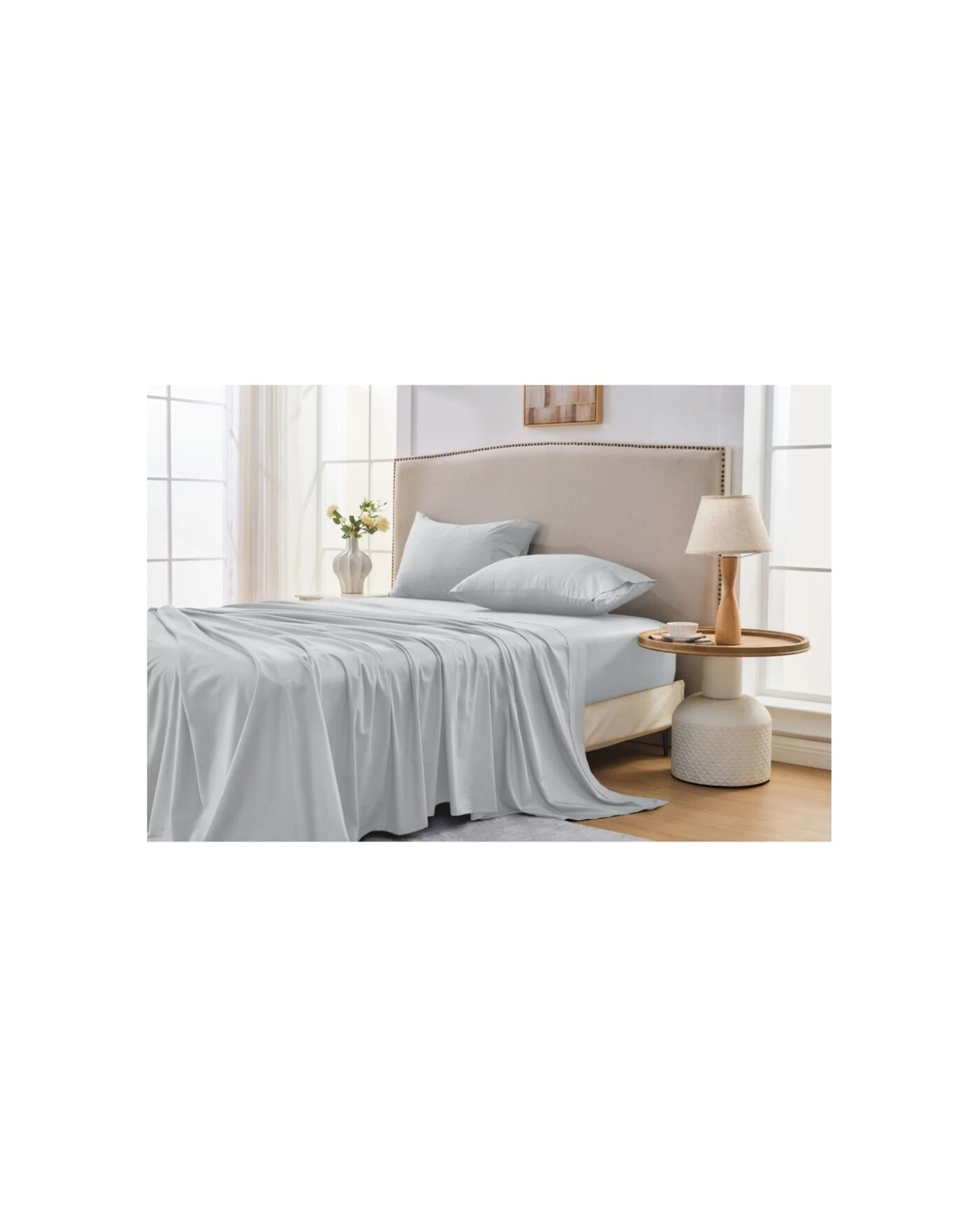 6 Grosvenor House Egyptian Cotton Sheet Set With Pillowcase 500TC - Super King Bed - Silver, 6 of 6