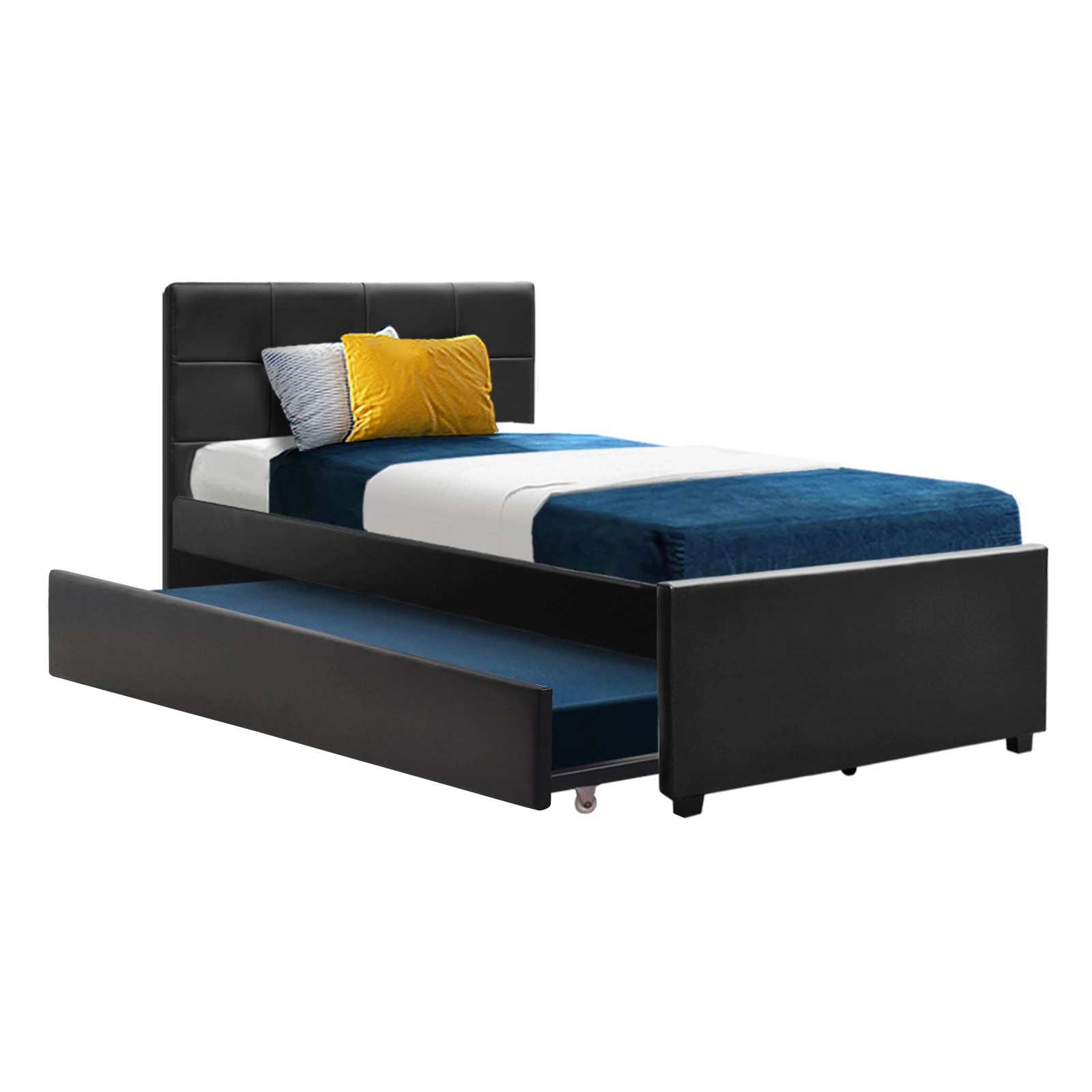 1 Artiss Bed Frame King Single Size Trundle Daybed - Black, 1 of 6