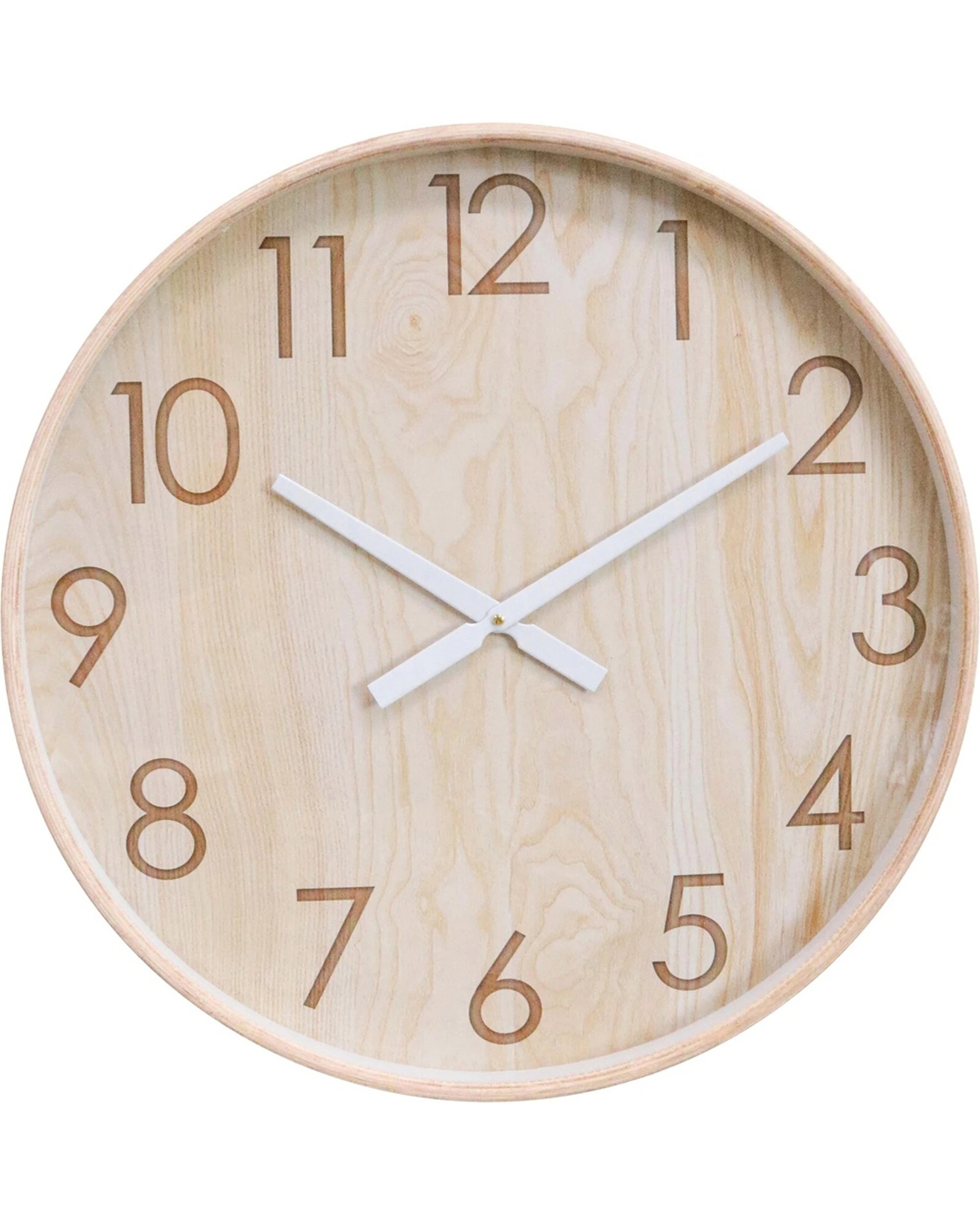 1 LVD Balsaglass Hanging Wall Clock Analogue Round Decor 60cm - Natural, 1 of 2
