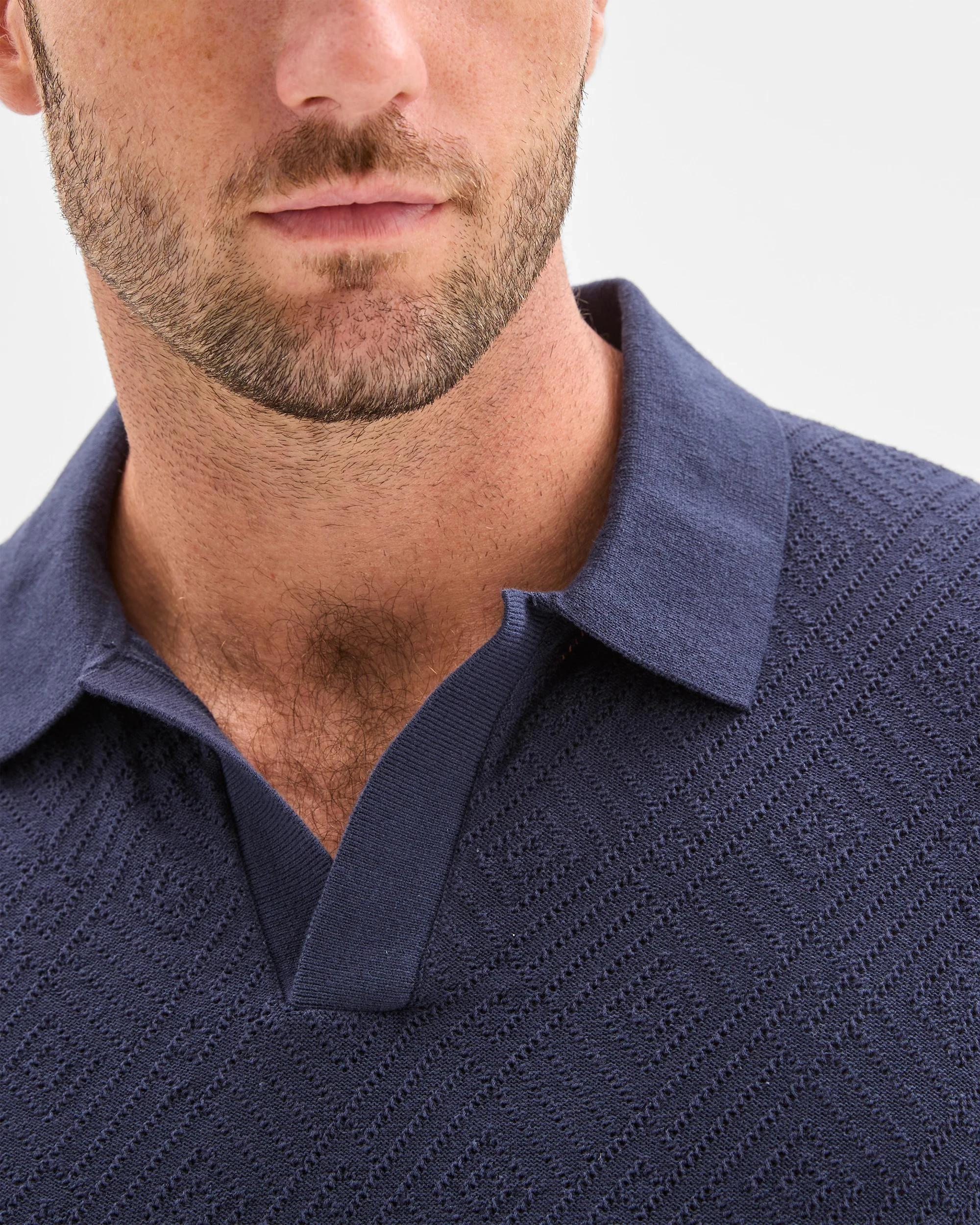 5 Preview Australian Cotton Knit Polo Top NAVY, 5 of 5