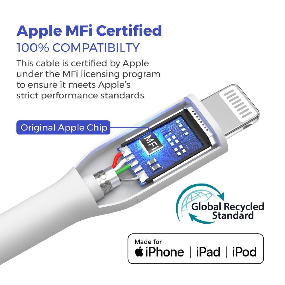 4 Comsol 1.2m USB-A to Lightning Cable White, 4 of 5