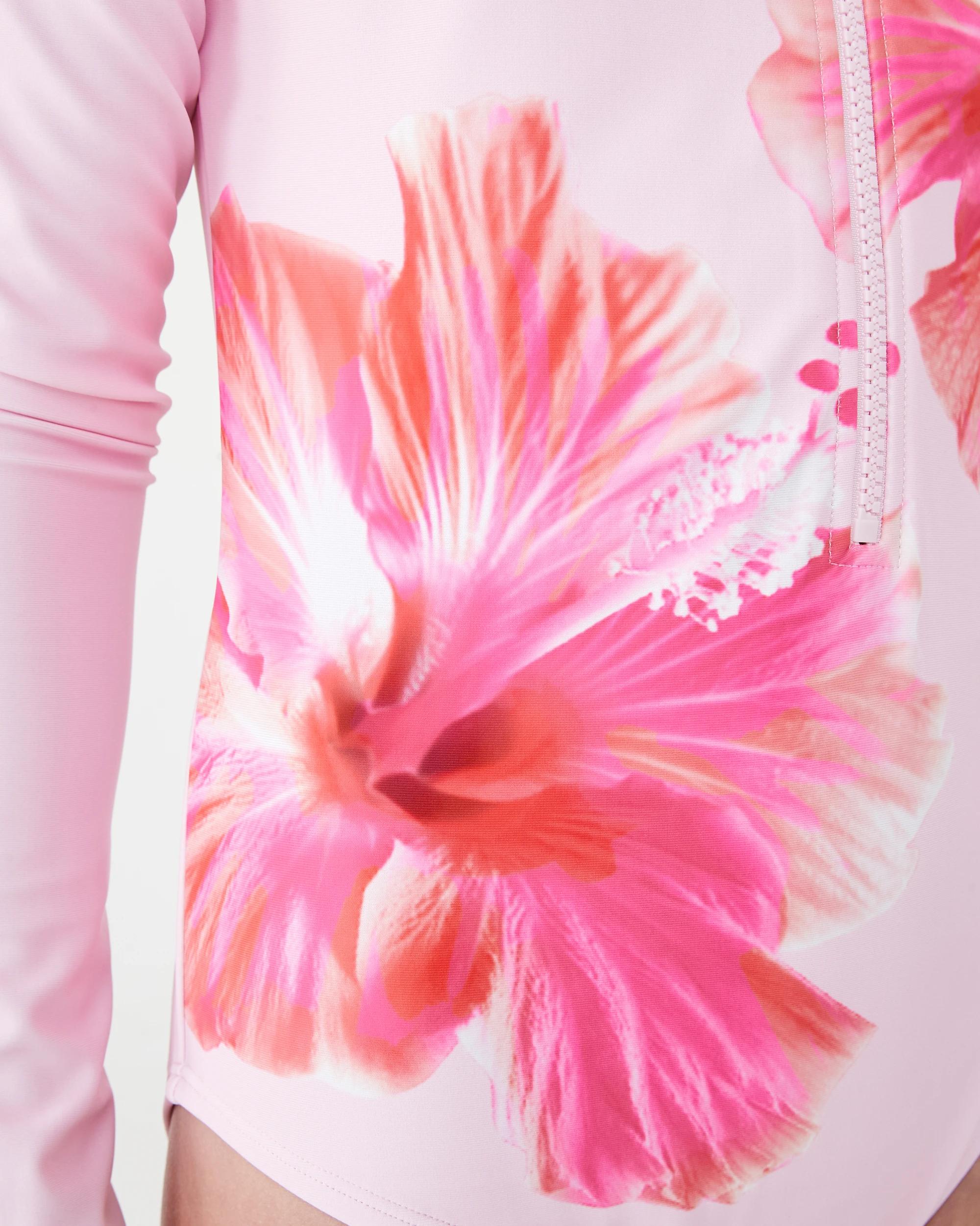 4 Long Sleeve Zip Swimsuit Pnk Flwr, 4 of 4