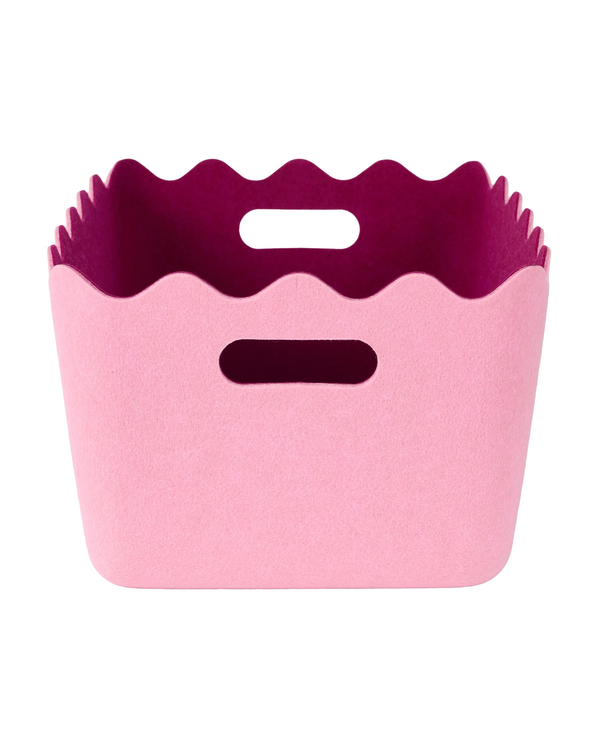 2 Two Tone Wave Felt Basket - Pink and Burgundy, 2 of 5