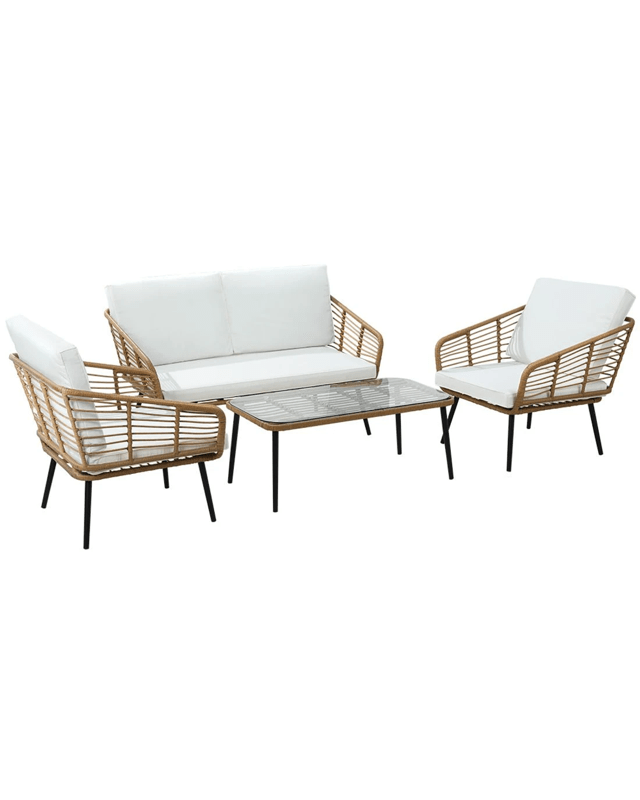 Gardeon 4-Piece Outdoor Sofa Set Rattan Lounge Setting Table Chairs - B