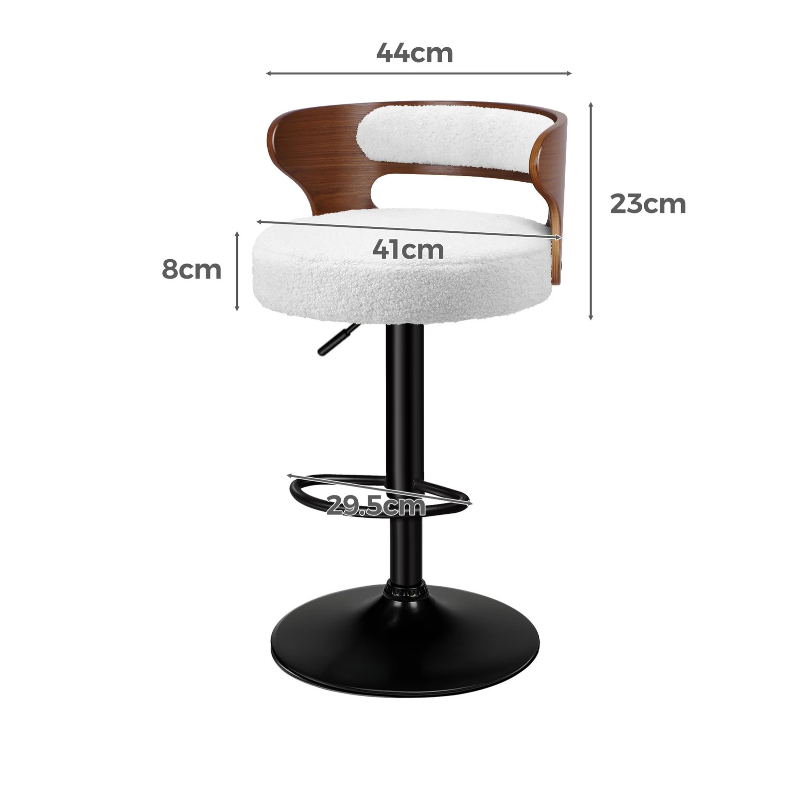 3 Alfordson 2x Bar Stool Kitchen Swivel Chair Wooden Boucle Ramiro - White, 3 of 10