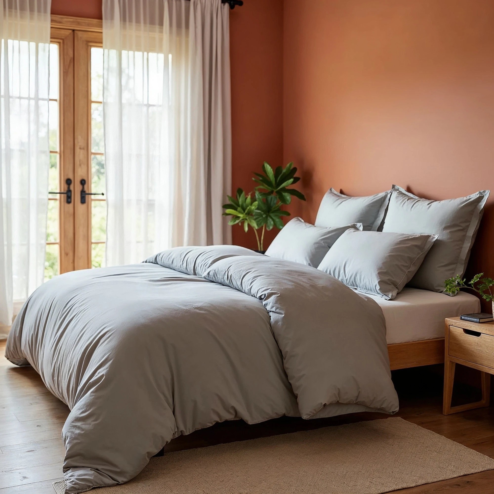 3 Royal Comfort 1000 Thread Count Bamboo Cotton Sheet and Quilt Cover Complete Set - Queen Bed - Grey, 3 of 6