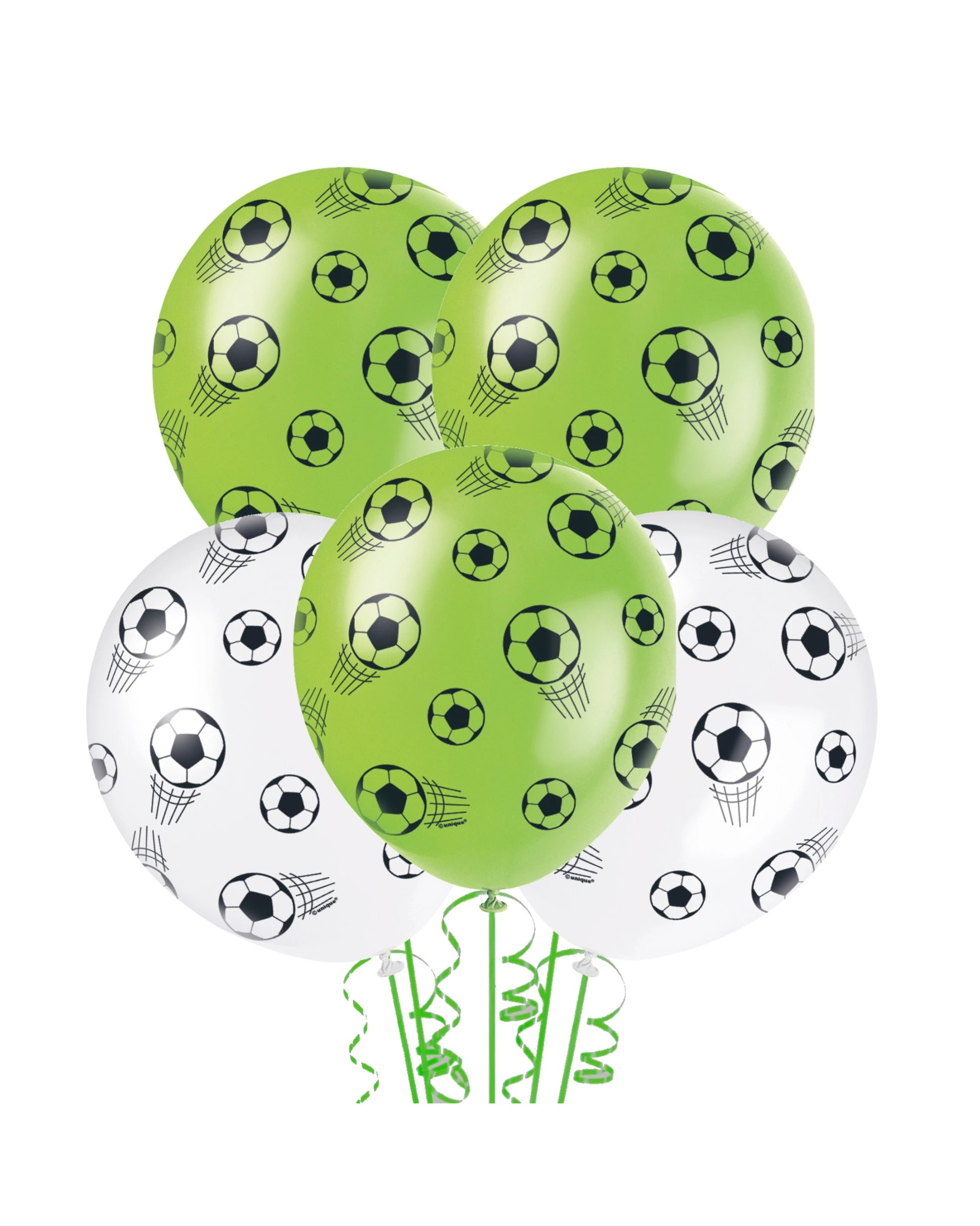 1 Unique Green & White Soccer Ball Balloons Pack of 5, 1 of 2