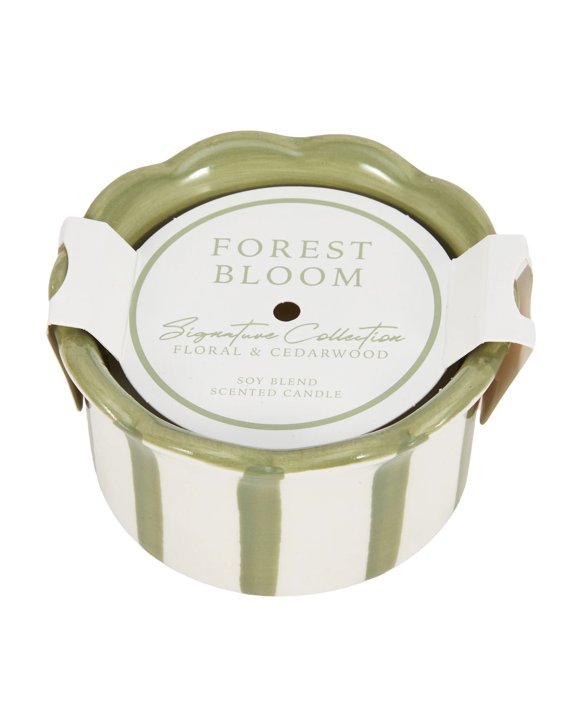 4 Forest Bloom Stripe Ceramic Candle, 4 of 5