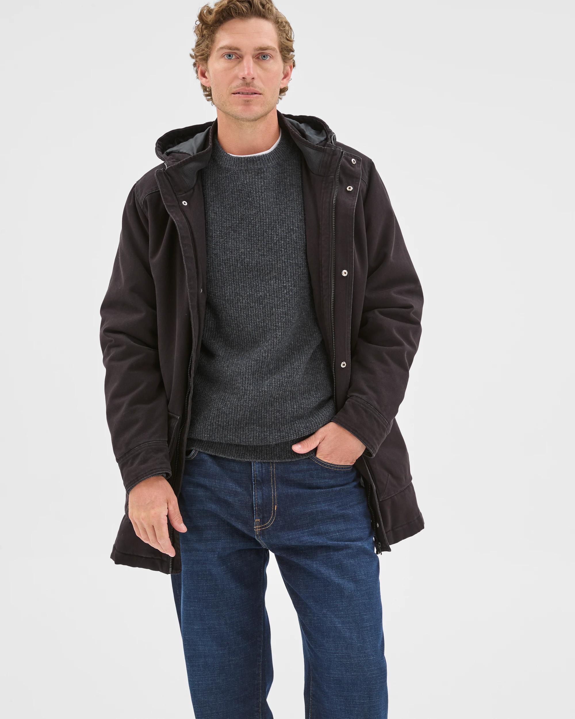 2 Target Man Australian Cotton Canvas Parka Jacket BLACK, 2 of 7