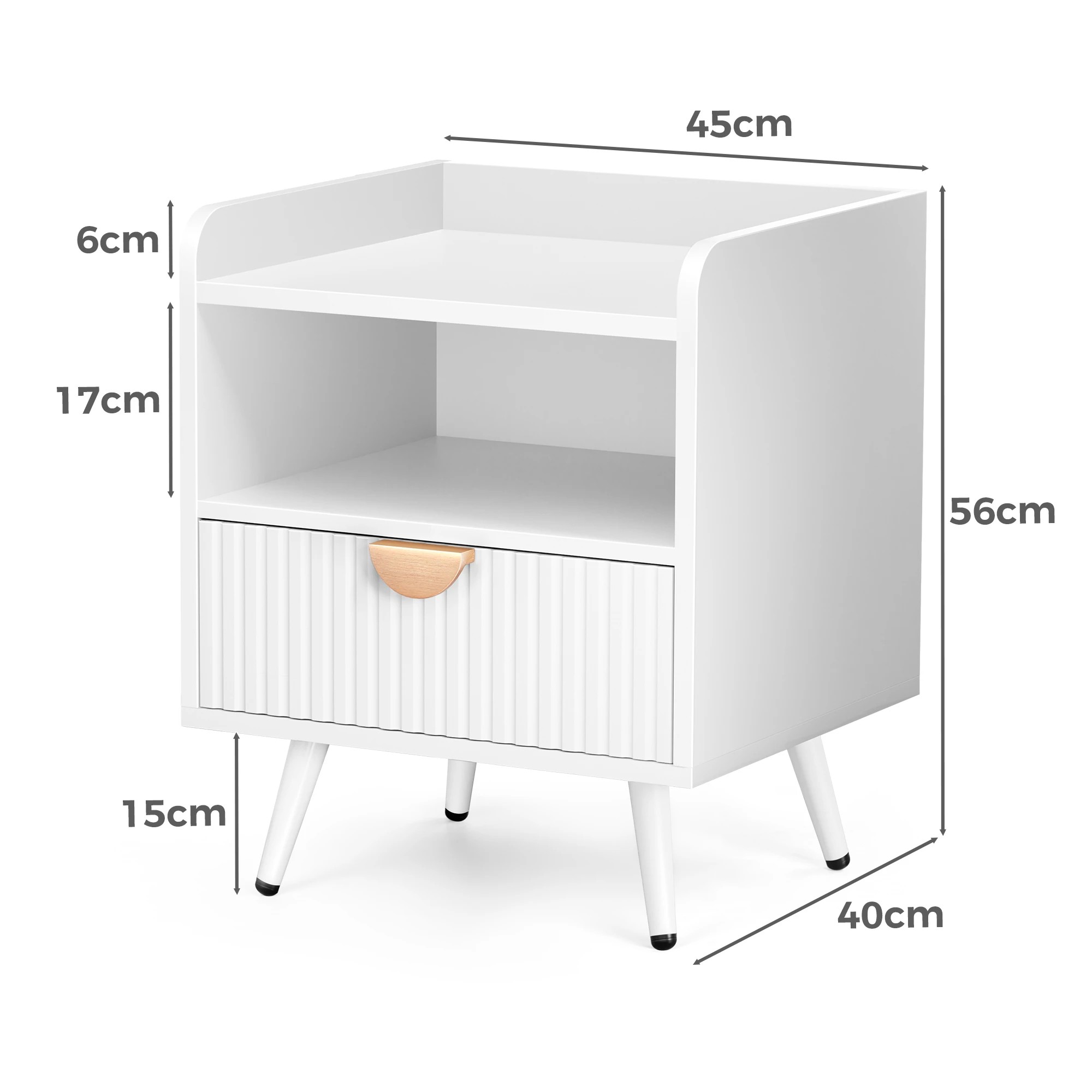 8 Alfordson Bedside Table with Drawer - White, 8 of 9