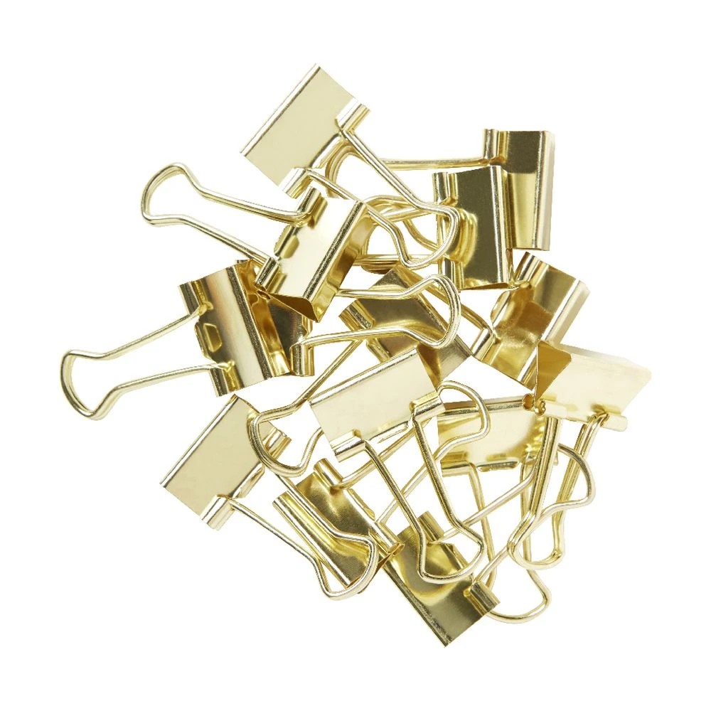 3 J.Burrows 19mm Foldback Clips Gold 16 Pack, 3 of 3