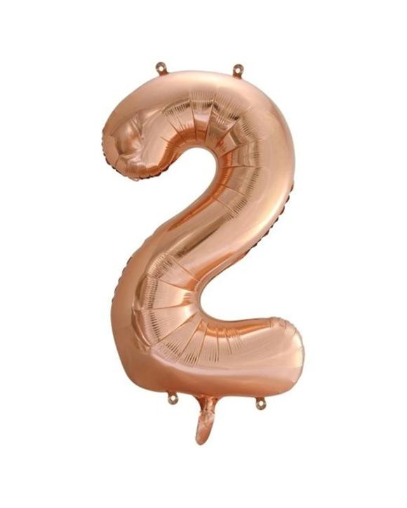 Alpen Decrotex Foil Balloon Number 2 Party Decoration 34 Inches Rose - Gold