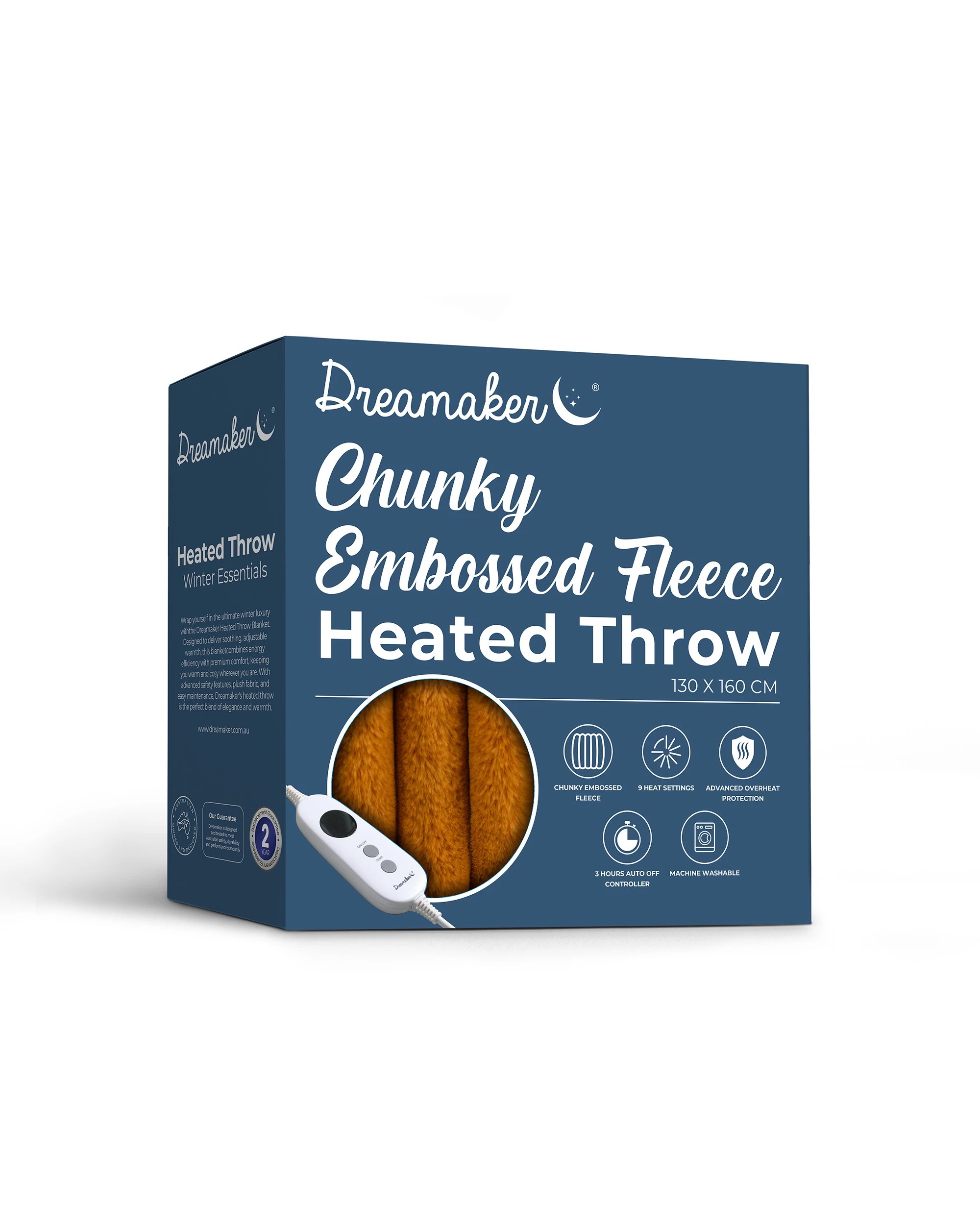 10 Dreamaker Cirra Chunky Embossed Fleece Heated Throw 130x160cm - Mustard Gold, 10 of 10