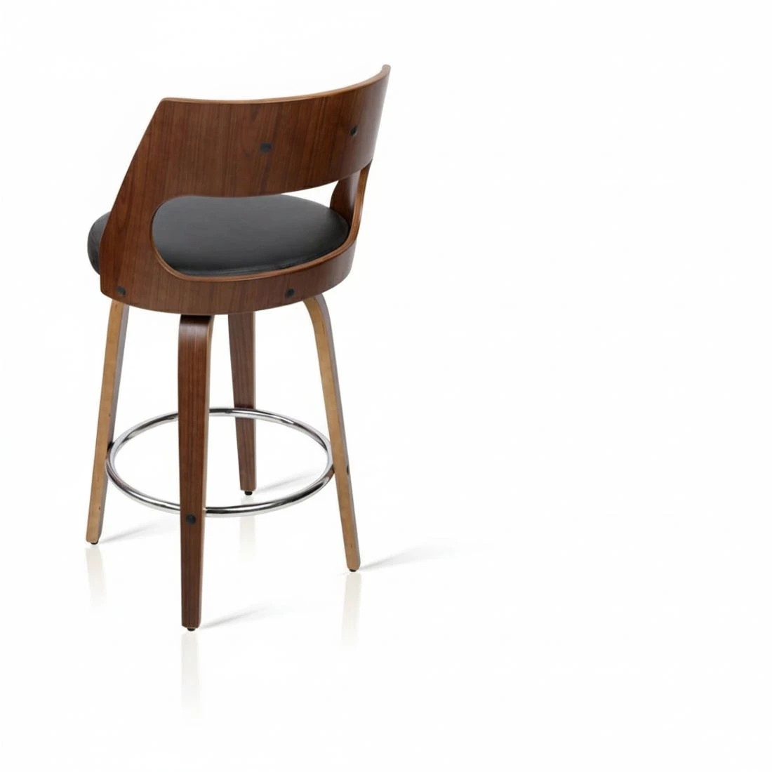 4 Artiss 2x Bar Stools Swivel Leather Chair 65cm - Black, 4 of 8