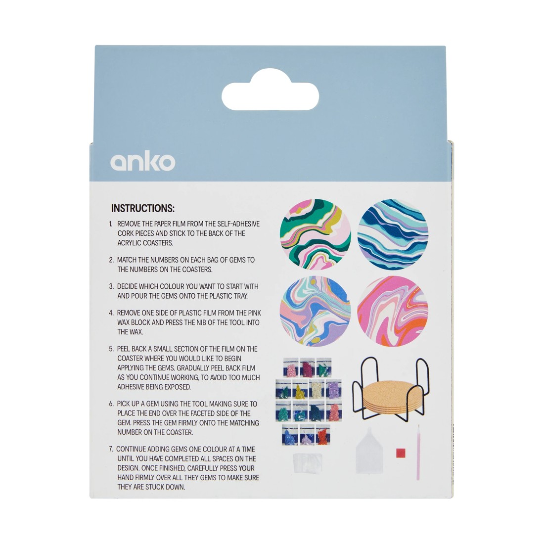 3 4 Pack Sparkle Gem Art Coaster Set - Marble, 3 of 3