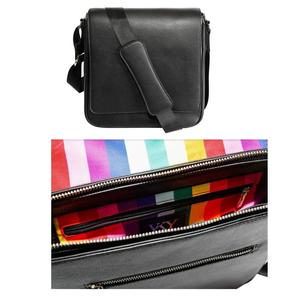 2 VKY Mateo Pride Leather Messenger Shoulder Bag Handbag BLACK/RAINBOW, 2 of 7