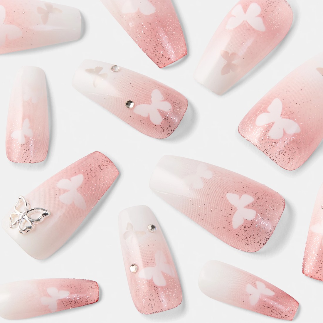 4 OXX Cosmetics 24 Pack Artificial Nails with Adhesive - Squareletto Shape, Butterfly, 4 of 5